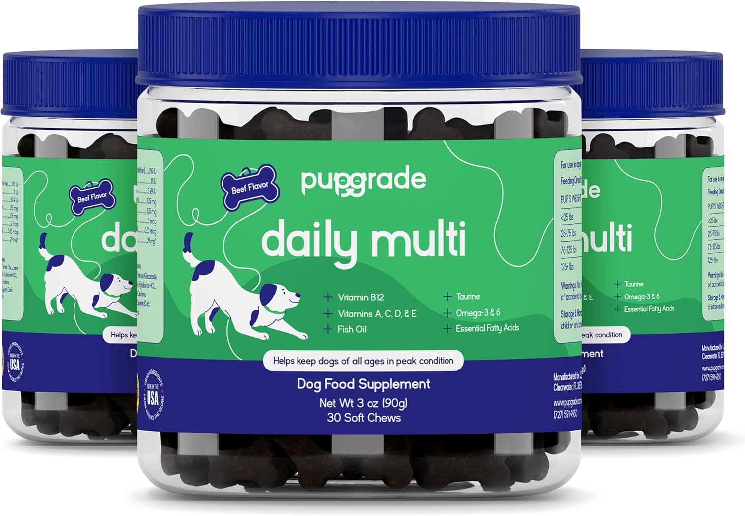 PupGrade Daily Multivitamin for Dogs – All-in-One Supplement with Omega Fish Oil, Vitamins A, C, D, E & B Complex for Everyday Health – 90 Soft Chews