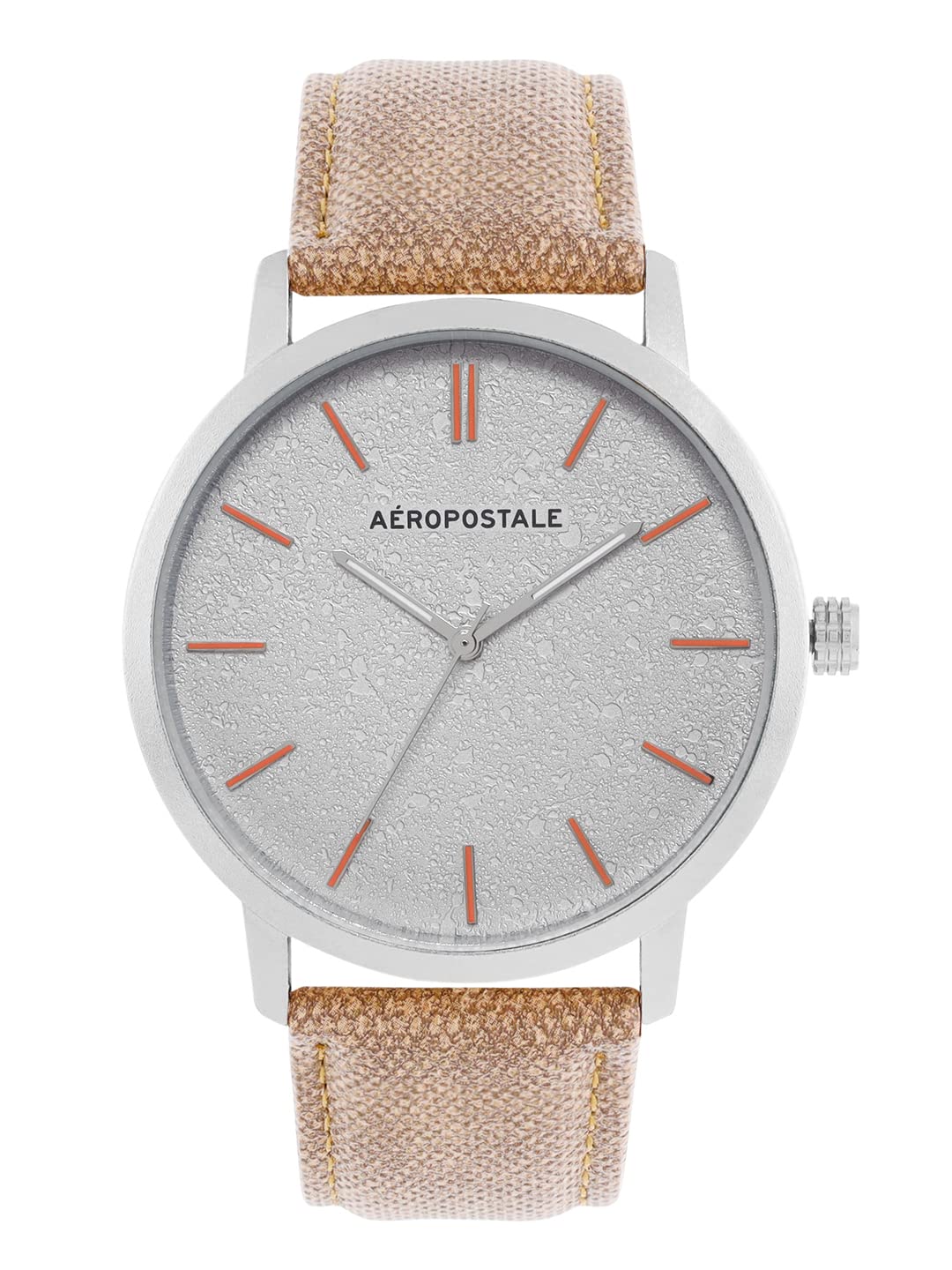 Aeropostale "AERO_AW_A42_SLV" Classic Men’s Analog Quartz Wrist Watch, Silver Metal Alloy case, Classic Silver Matt Dial with contrasting silver hand, Contrasting Red print Faux PU Leather Brown jeans print wrist Band flip Buckle Water resistant 3. (B0B4VZ8RPS) Amazon Price History, Amazon Price Tracker