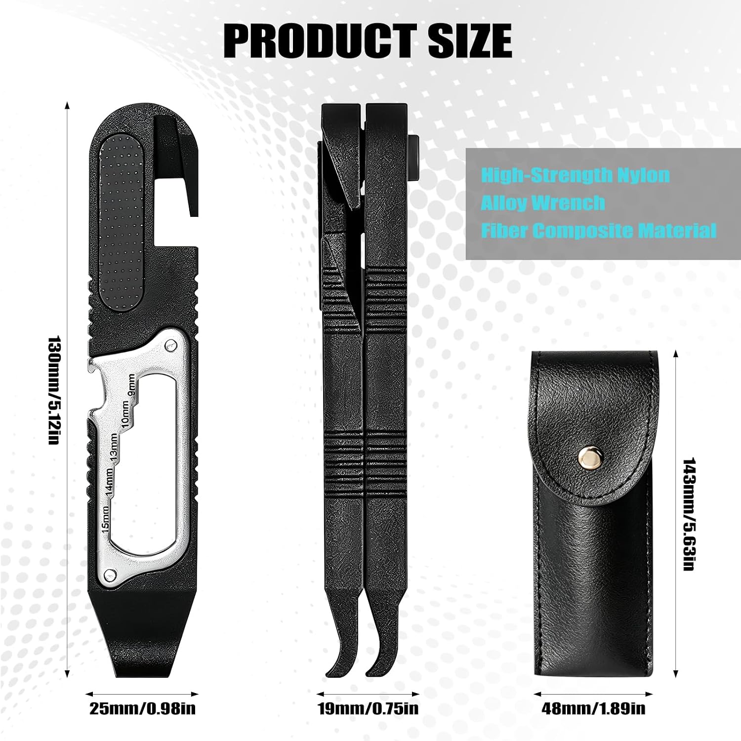 14-in-1 Bike Tire Levers Kit, Portable Bicycle Multi-Tool with Reversible Mini Ratchet Wrench, Magnetic S2 Steel Bits, Spoke Hook, Chain Tool, and PU Pouch for Road MTB Tire Flat Repair
