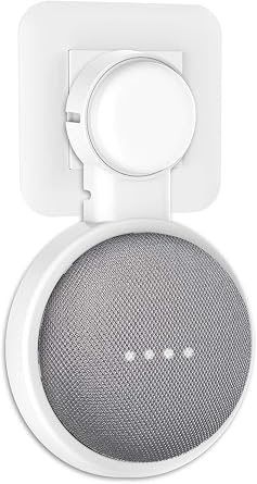PlusAcc Wall Mount Holder for Google Nest Mini/Google Home Mini - Compatible Speaker Mount Stand Cover Protection Holder for Google Home Mini Accessory - Wire Management & Space Saving | No Drilling