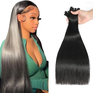 Raw Human Hair Bundles 18 Inch Natural Colors 15A Cambodian Virgin Hair 100% Unprocessed Straight Hair(18 Inch Pack of 2)