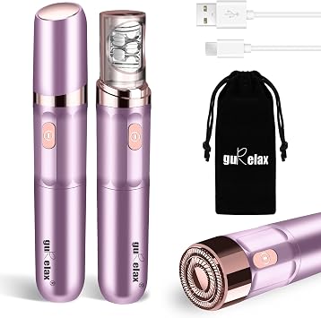 Gurelax Epilator for Women, 2-in-1 Electric Hair Removal & Shaver, Compact Facial Epilator with 18K Gold Plated Head, for Face Chin Upper Lip Arms Fingers, Rechargeable Travel-Size