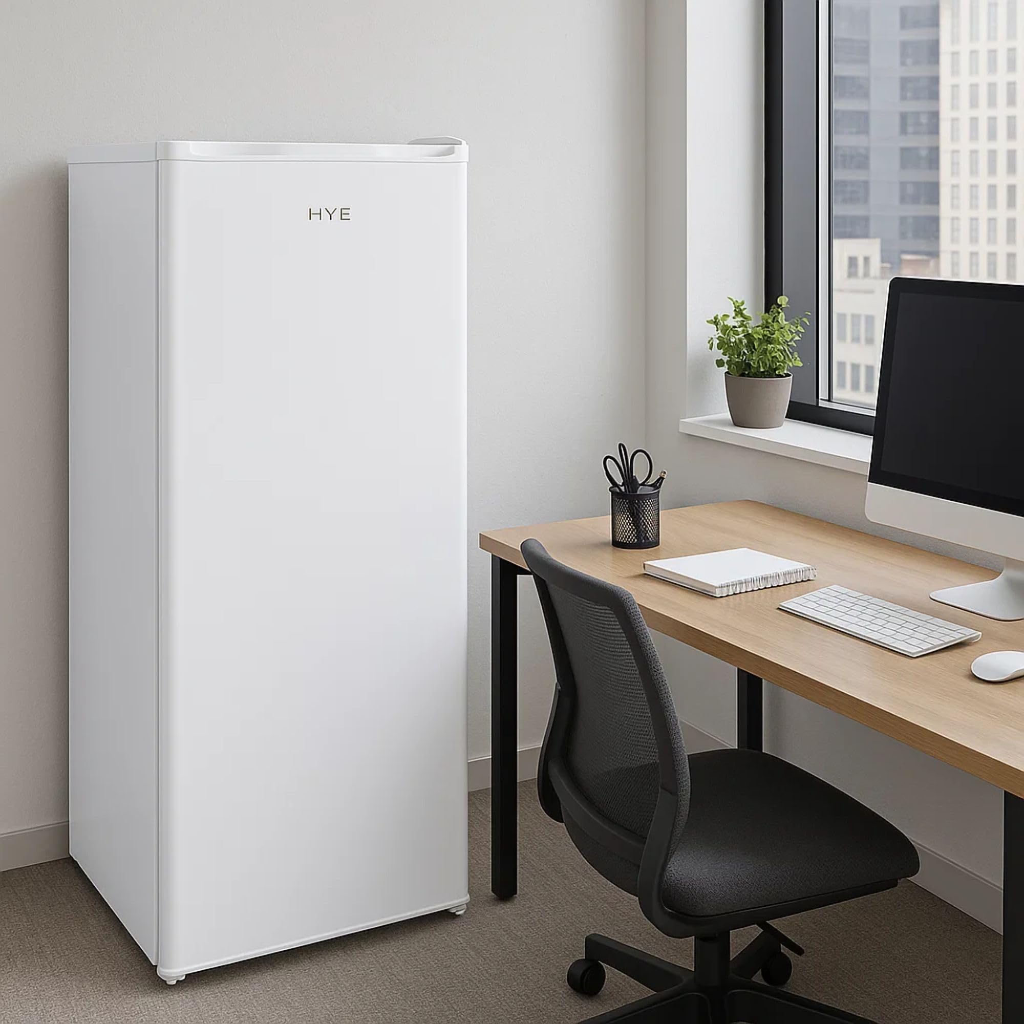 HYE Upright Larder Fridge - Medium Size Freestanding Fridge, 54.5cm Width, 242 Litre Capacity, Reversible Door, White, Suitable For Apartments & Families - RF01SDF242W01 — view 6