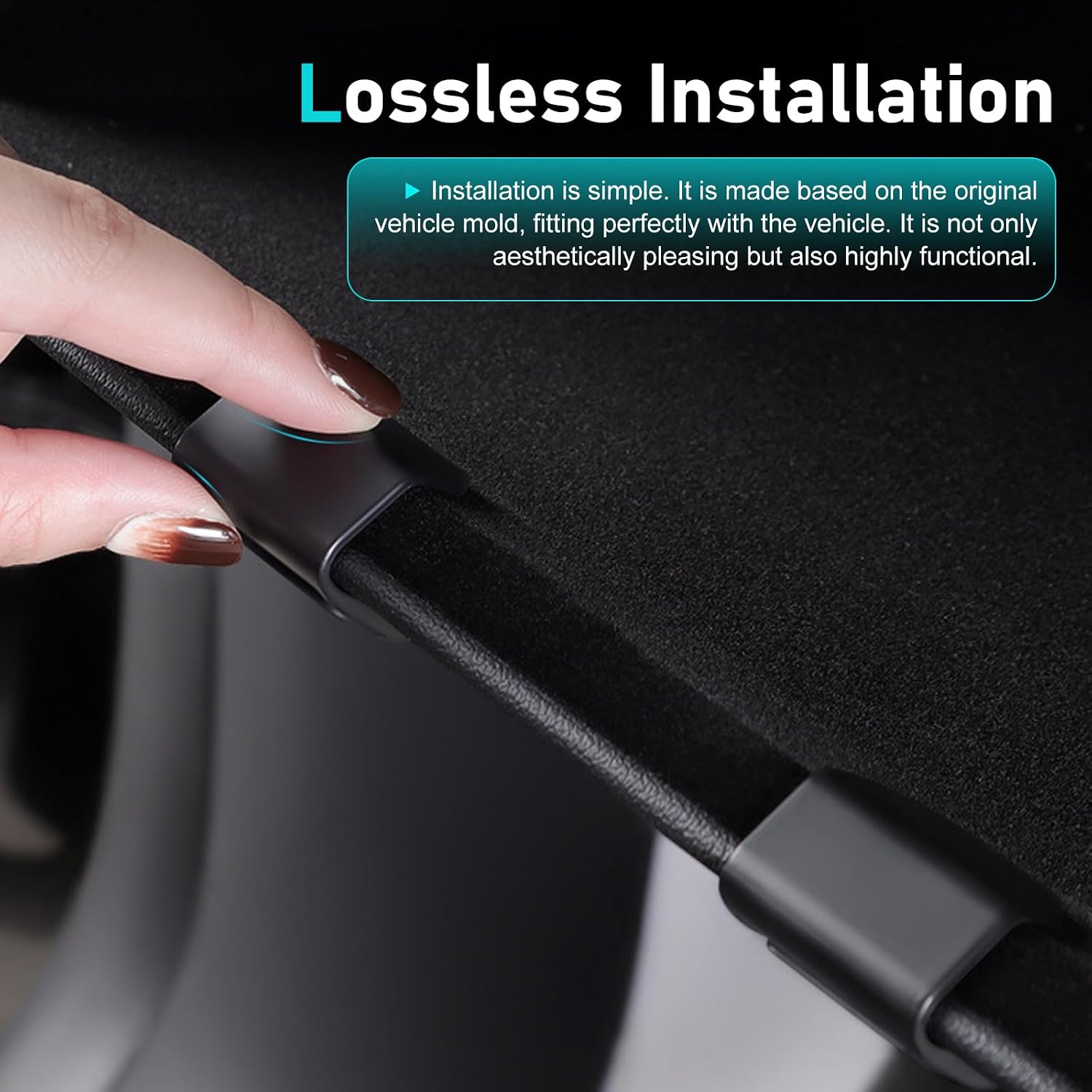 2 PCS Car Glove Box Hooks for 2021-2024 Model Y, Plastic Hidden Co-Pilot Glove Box Storage Hooks, Wear-Resistant Snap-in Passenger Seat Organizer Clips for Handbag Purse Umbrellas (Black)