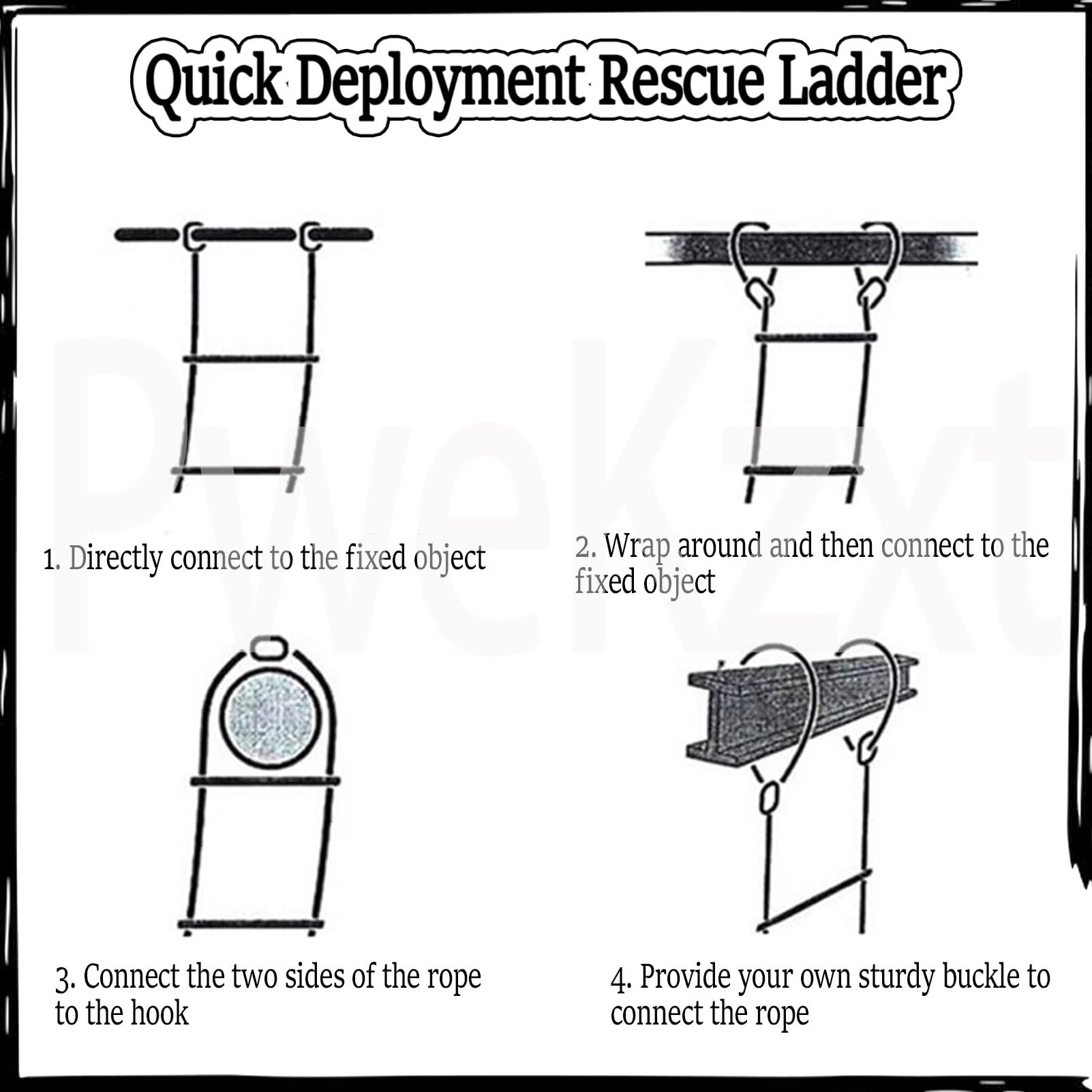 Escalera De Emergencia contra Incendios, Escalera Flexible De Metal con Cables De Acero, Capacidad De 800 Kg, Escalera De Cuerda PortáTil para Emergencias 30m
