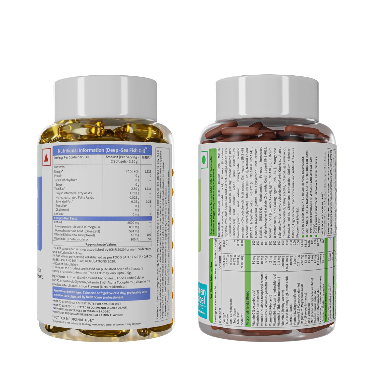 Neuherbs daily vitamin supplements combo, zinc, iodine and vitamin C and Deep C 3 fish with 3 fish oil capsules, 2500 mg, 60 units for each men and women Neuherbs daily vitamin supplements combo, zinc, iodine and vitamin C and Deep C 3 fish with 3 fish oil capsules, 2500 mg, 60 units for each men and women