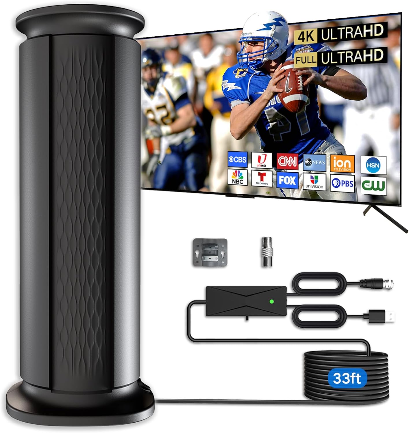 2025 Upgraded TV Antenna Up 2800+ Miles Range, Digital Best Antenna for Smart Tv Indoor/Outdoor 4k Local Channels, Amplified HDTV Antenna Long Range with Amplifier Signal Booster/Thic Cable (11M)