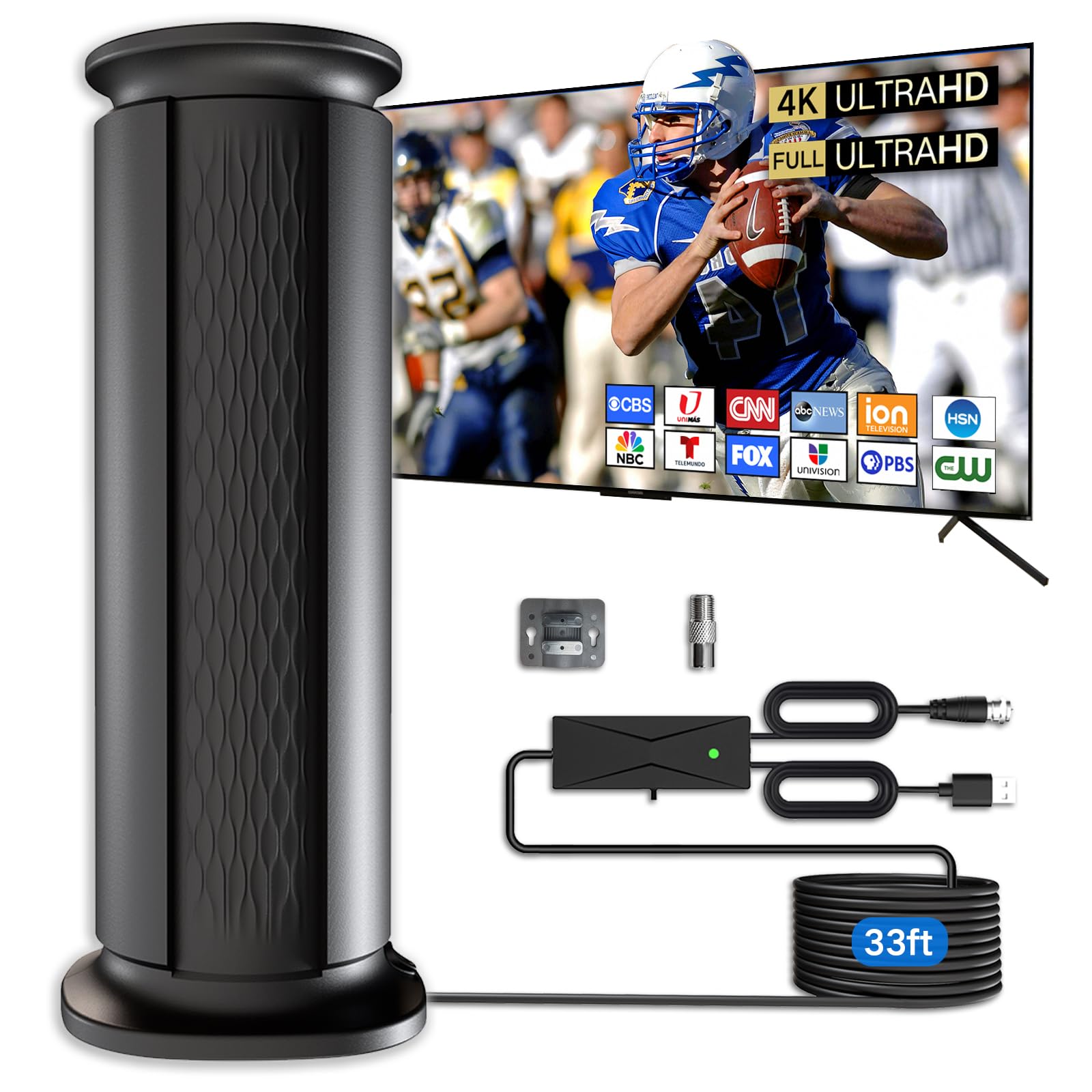 2025 Upgraded TV Antenna Up 2200+ Miles Range, Digital Best Antenna for Smart Tv Indoor/Outdoor 4k Local Channels, Amplified HDTV Antenna Long Range with Amplifier Signal Booster/Thic Cable (Large)