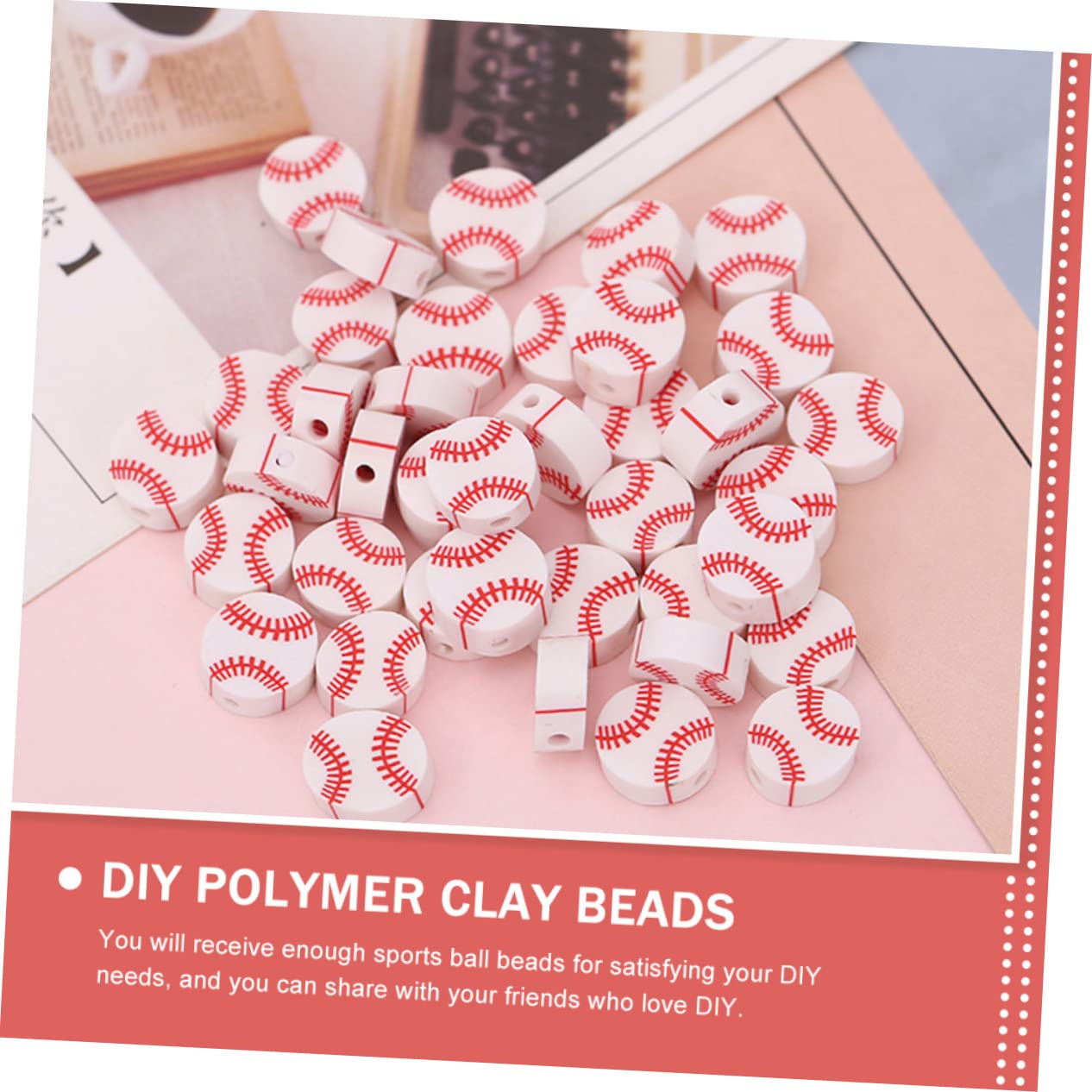 SHINEOFI 400 Piezas cuentas de beisbol pulsera de cuentas de bricolaje cuentas de bolas de deportes diy pulseras abalorios pulseras encantos de cuentas de bricolaje perlas de diseño redondo