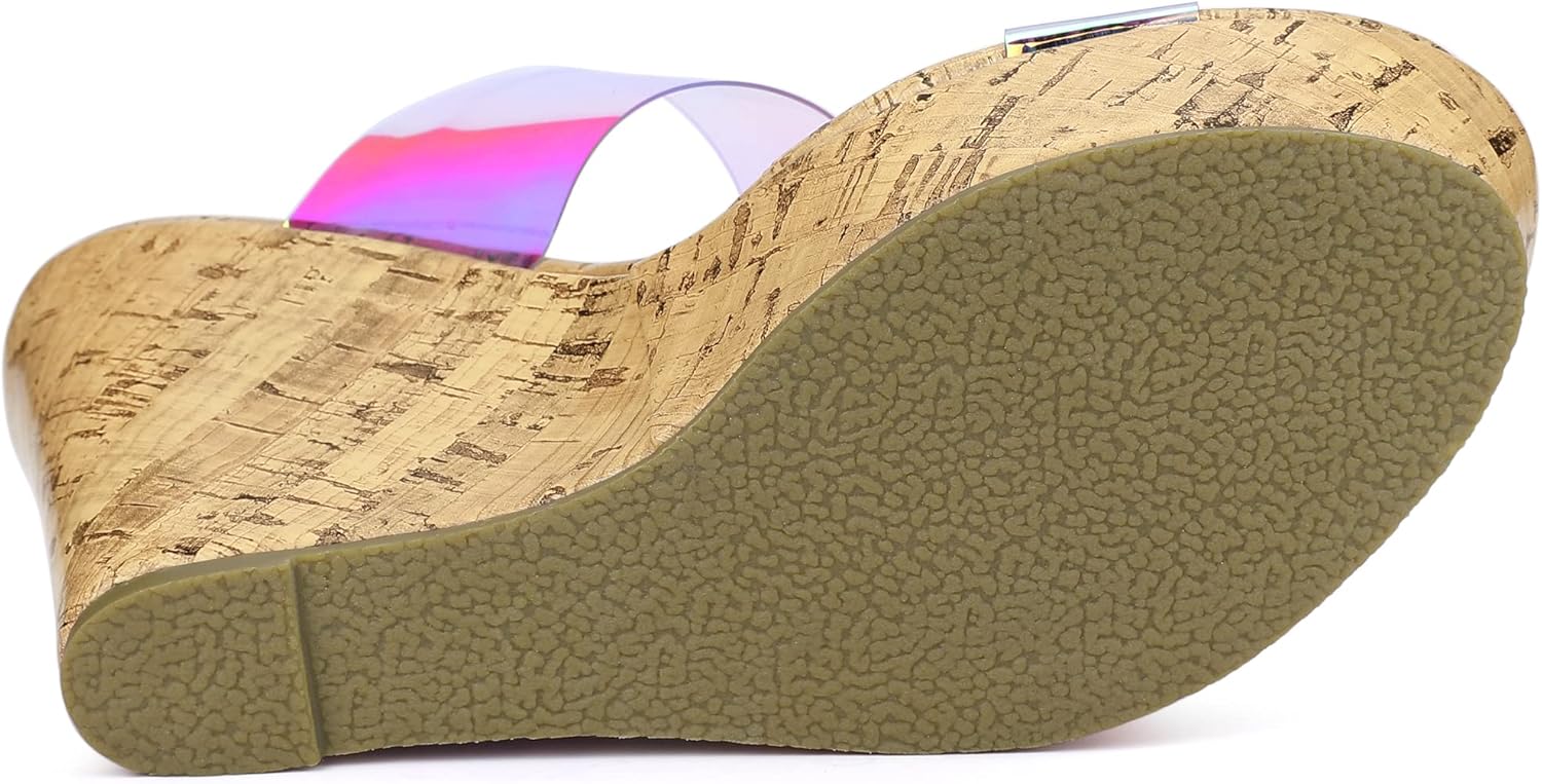 Allegra K Women's Clear Platform Transparent Straps Wedge Heels Sandals - Image 6