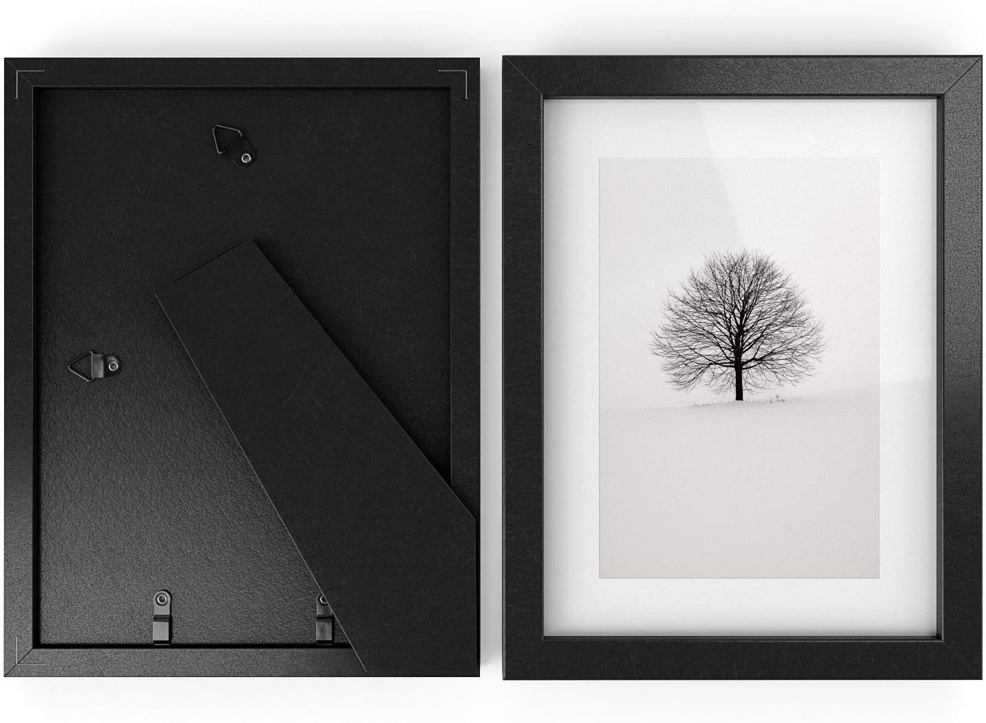 Arteza Picture Frames – Display 6 x 8 Pictures w/o Mat or 4" x 6" Photos w/Mat – 6 Pack – Wood Finish Frame – Pure Glass Front - Document & Certificate Frames for Wall – Gallery Wall