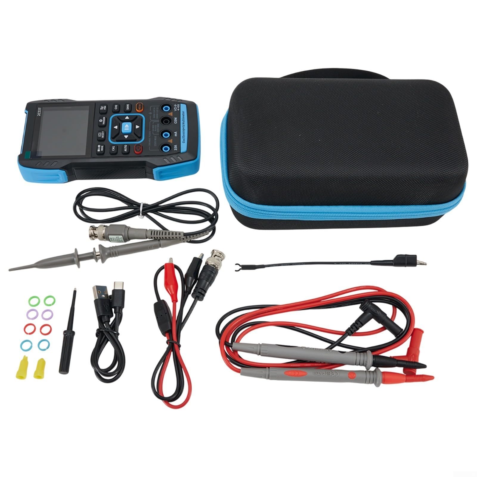 Osciloscopio digital 3 en 1 2C53T con generador de señal y multímetro, 50 MHz, LCD a color de 2.8 pulgadas, salida DDS paso de 1 Hz, guardado/exportación de forma de onda, para mantenimiento y