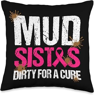 Mud Girl Run Dirty for a Cure Breast Cancer Charity Throw Pillow