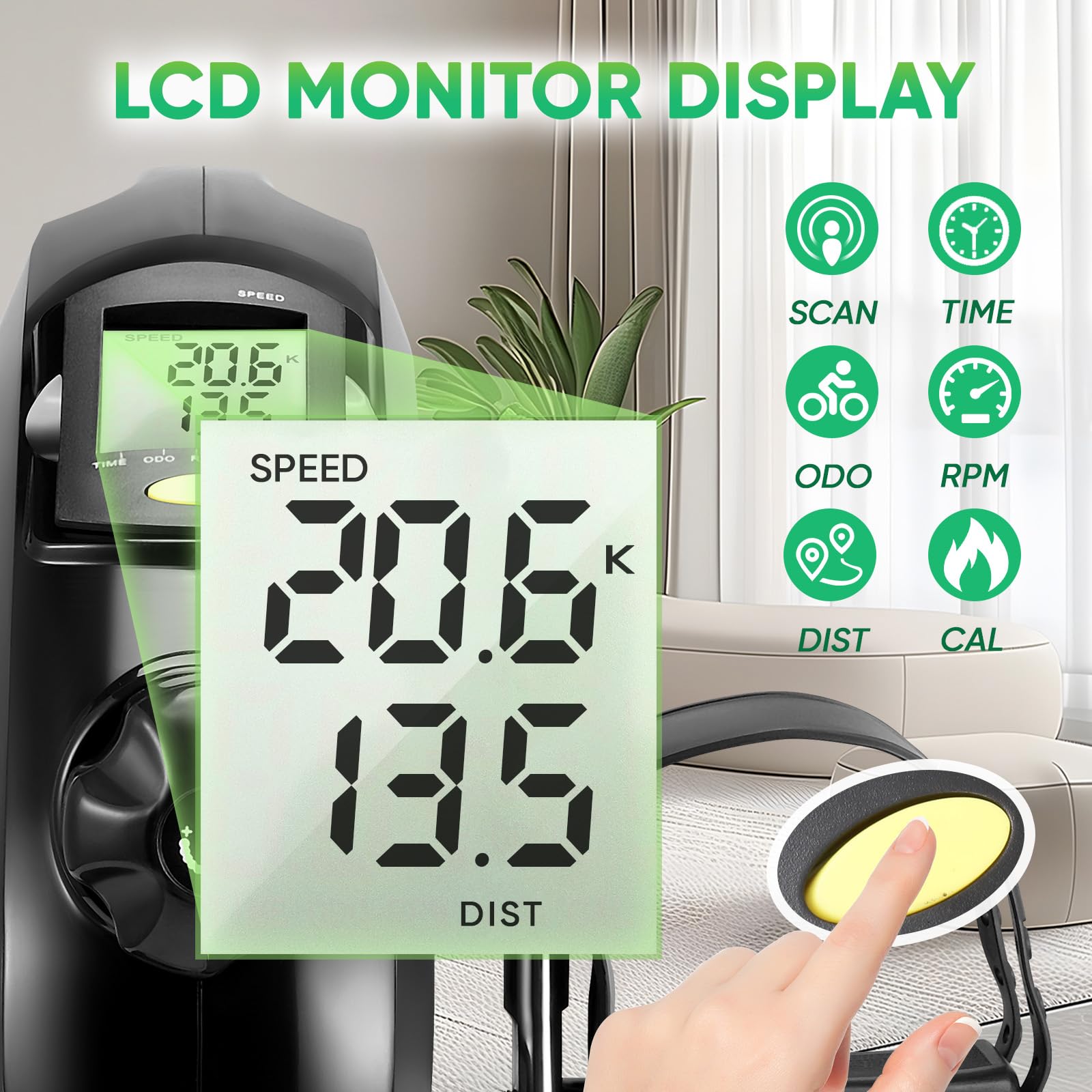 Entraîneur de pédales pour personnes âgées avec système de freinage magnétique et écran LCD