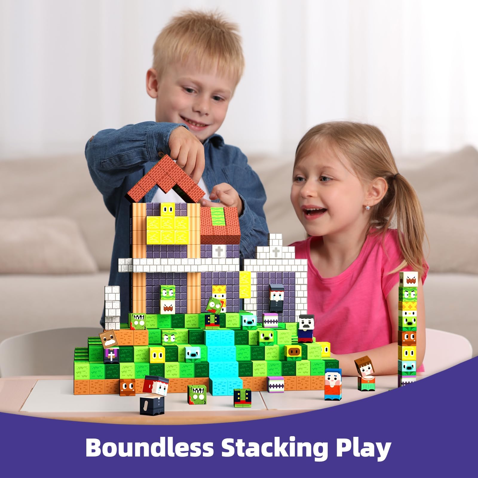 GobiDex Blocchi di Costruzioni Magnetiche per Bambini 100 Pzi, Blocks di Zomblock, Giocattoli Educativi per bambini, Regalo per Bambini e Bambine dai 3-10 Anni