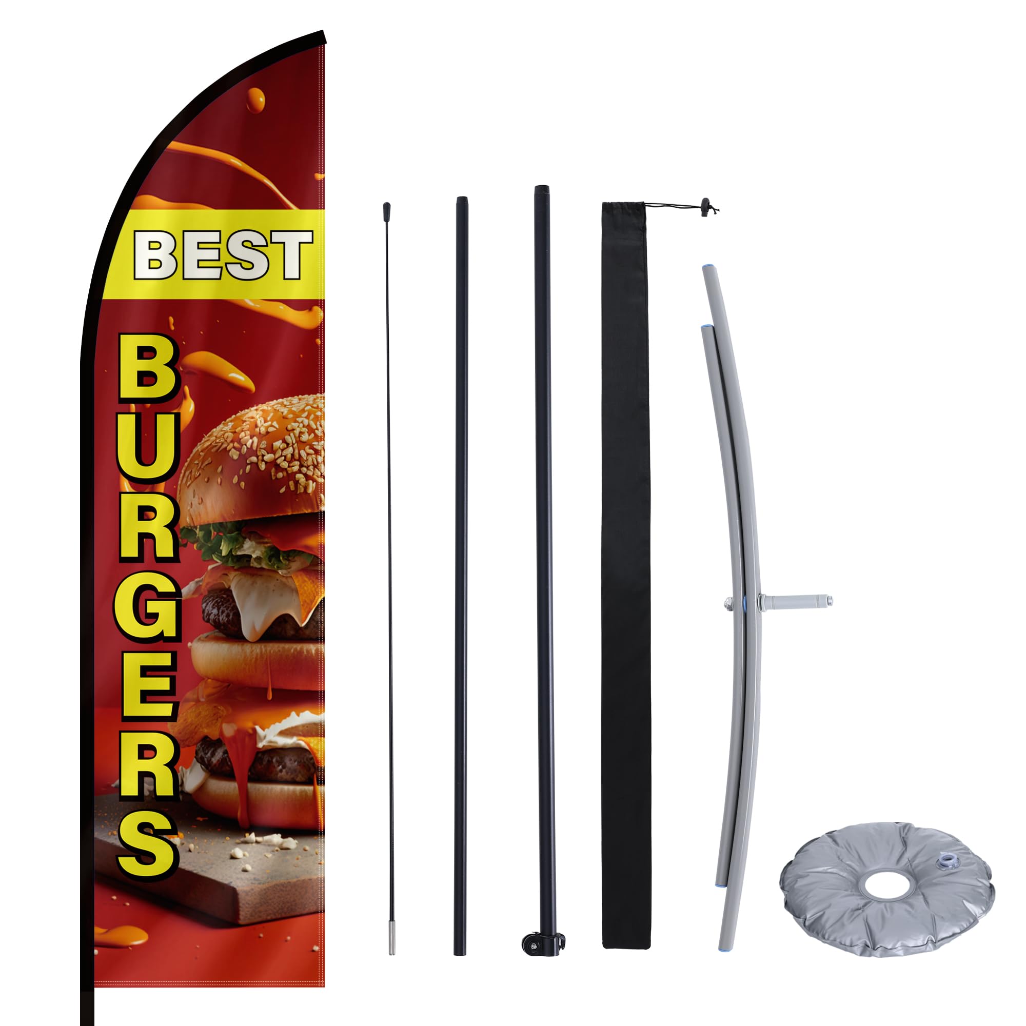 Panneau burger publicitaire et kit de mât de drapeau en plumes MASTERCANOPY de 2,6m