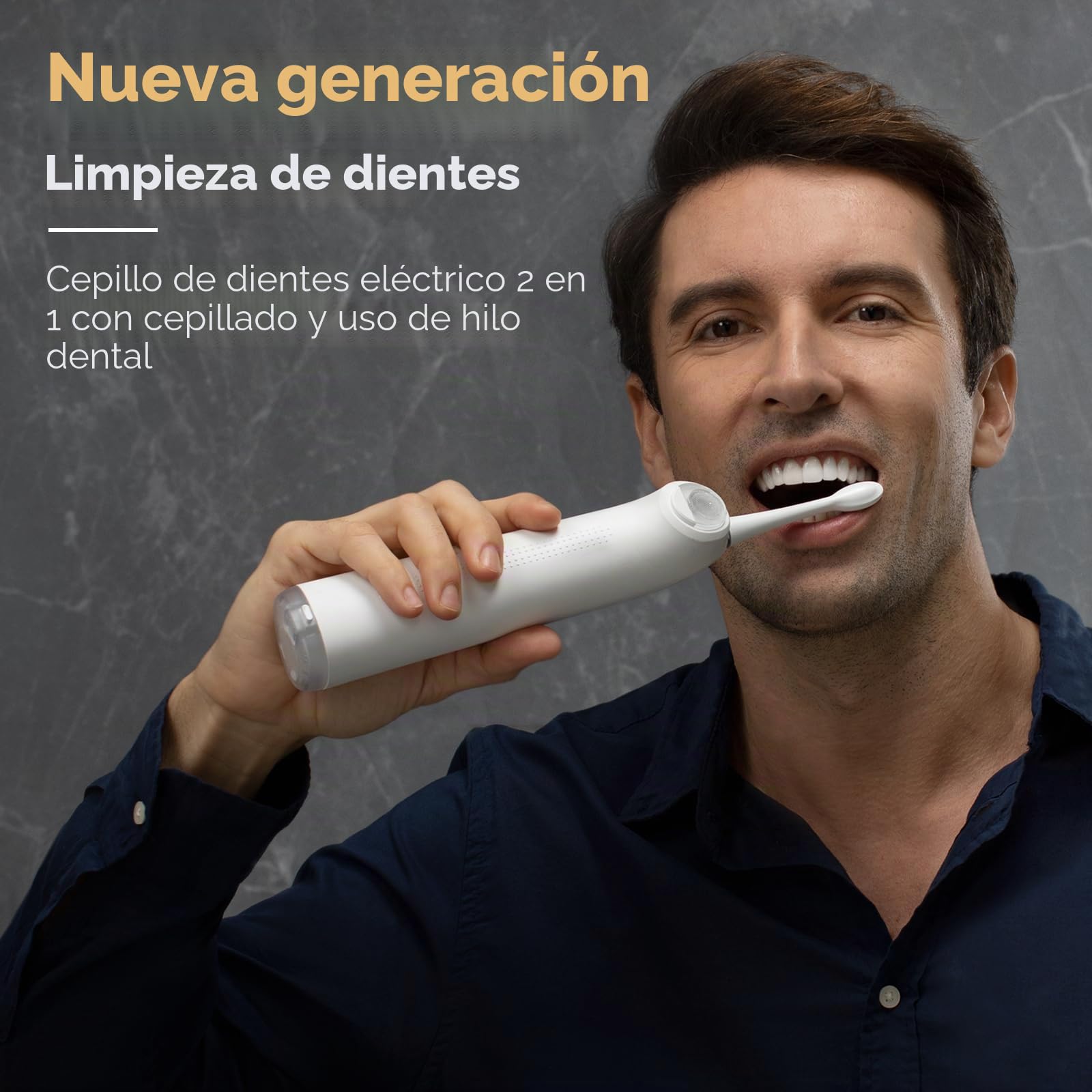 SOOCAS Neos - Cepillo de dientes eléctrico con hilo dental inalámbrico, 2 en 1, combo de cepillo dental y hilo dental para adultos, tanque de agua integrado, efecto de limpieza 40X, 6 ajustes