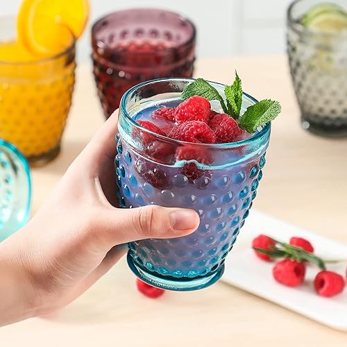 Miniatura 2 de G Hobnail - Juego de 6 vasos de 10.25 onzas para bebidas heladas, estilo vintage, de primera calidad, para refrescos, jugo de soda, agua de whisky,