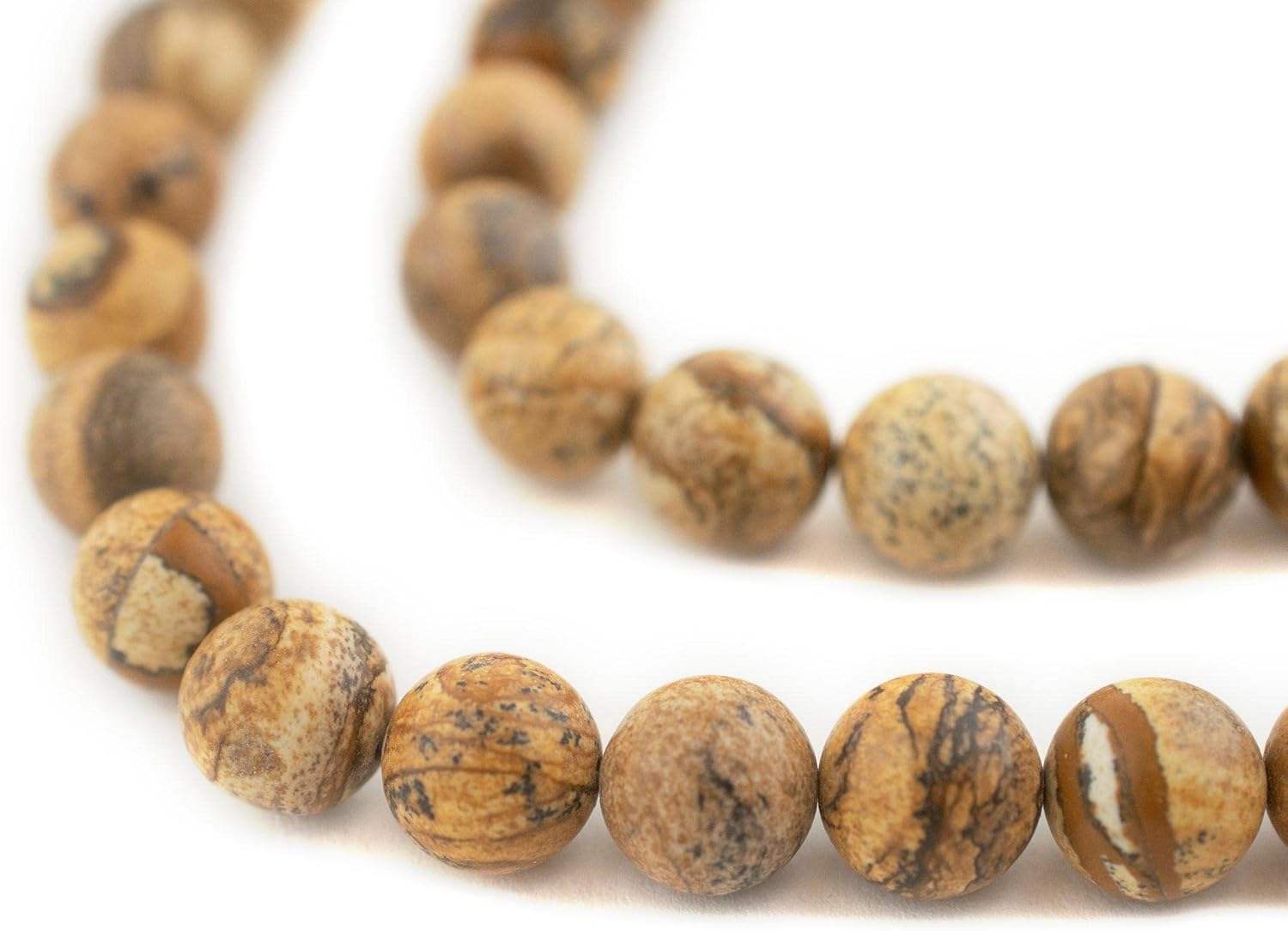The Bead Chest Round Picture Jasper Beads 12mm Brown Gemstone 15 Inch Strand