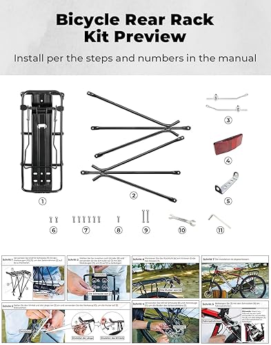 Miniatura 5 de KEMIMOTO Portabicicletas de carga trasera, 24-27.5 pulgadas, longitud ajustable, carga máxima de 220 libras, luz reflectante trasera roja, diseño de