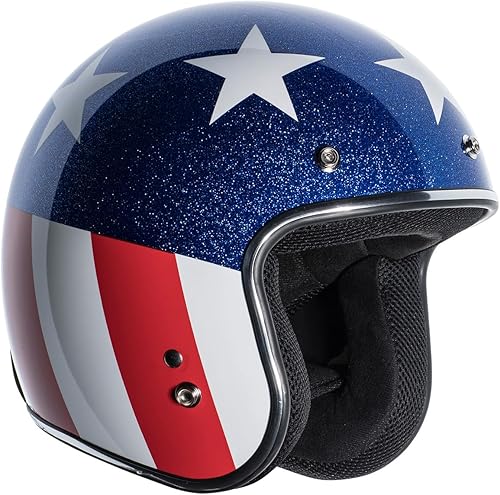 Miniatura 4 de Torc T-50 - Casco de capitán de cara abierta retro (blanco brillante, grande)