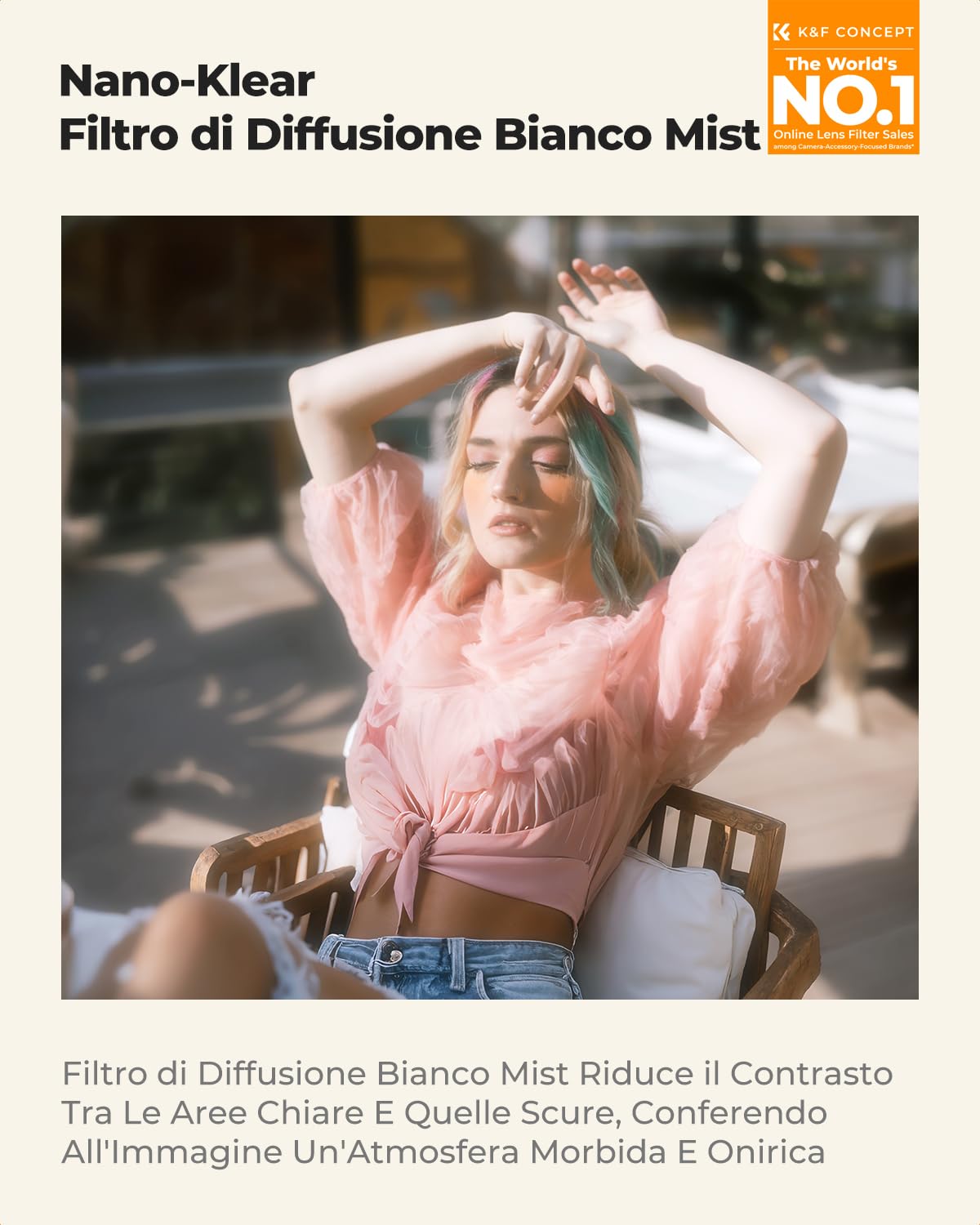 K&F CONCEPT Nano-Klear 77mm Filtro di Diffusione Bianco 1/4, White Mist 1/4 Filtro con 3 Pezzi Panno per Pulizia in Microfibra per Ammorbidente per Immagini e Video per Ritratti