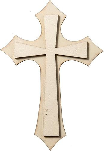 Plaid Superficies artesanales sin pintar con forma de madera, cruz 40651