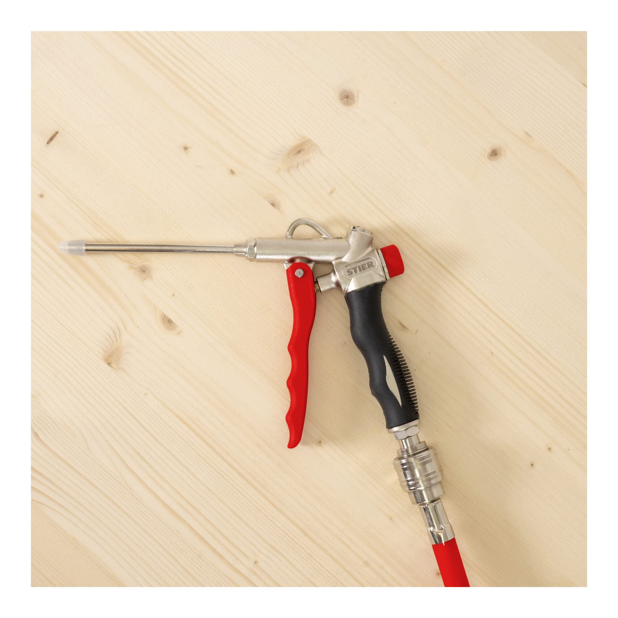 Pistolet de soufflage STIER avec buse remplaçable et FlowControl