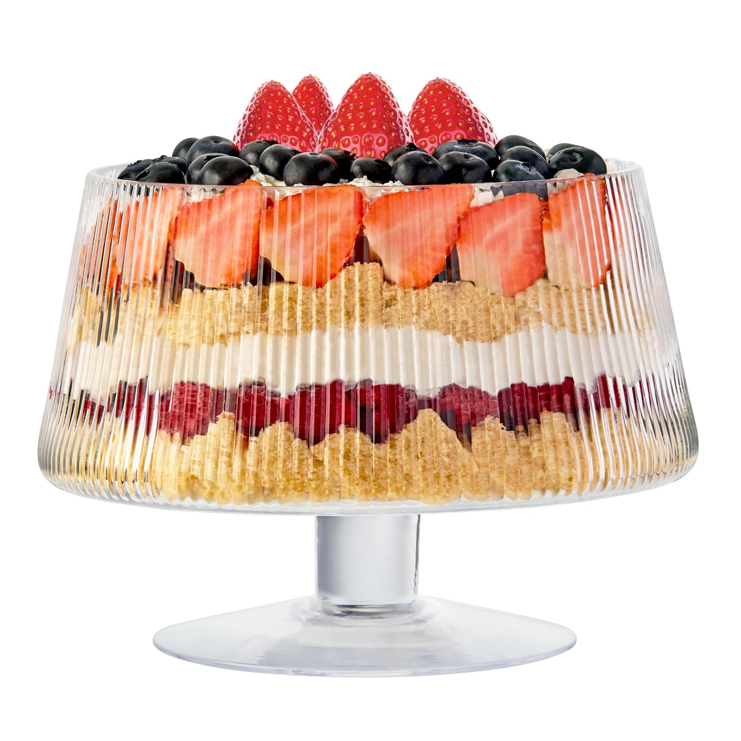 Empire 9.5 inch Handmade Trifle Bowl Perfect for Layered Desserts, Salads, and Fruit Displays - Clear