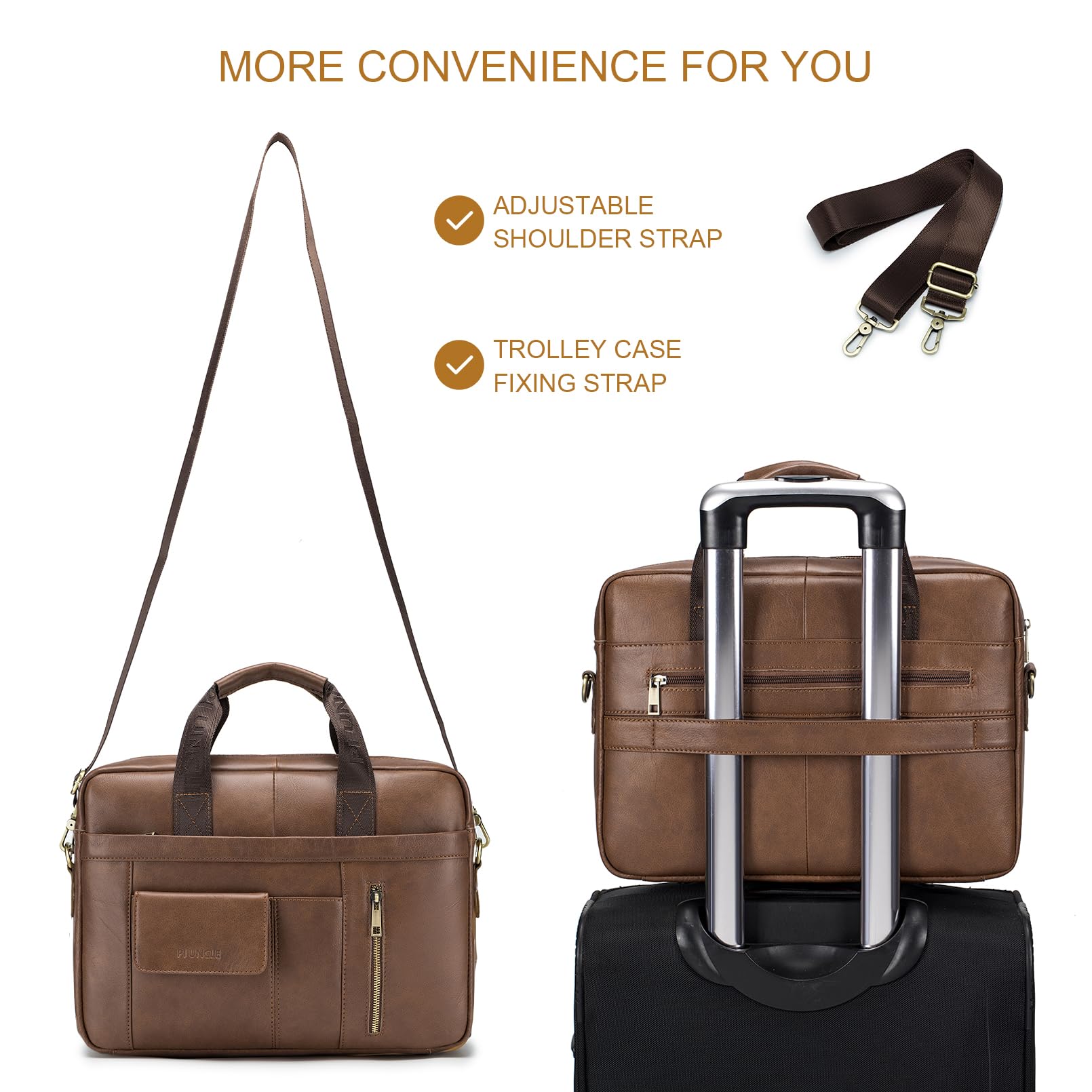SPAHER Portadocumentos Hombre Cuero Portafolios Hombre Maletin Portatil 15,6 Pulgadas Maletín Ordenador Maletín de Trabajo Cuero Bolso Trabajo Bolso Negocios