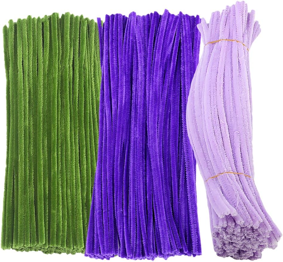 300 Pcs 30cm x 6mm Soft DIY Pipe Cleaners Long Fuzzy Chenille Stems Craft Making Chenille Sticks Mixed Color Pipe Cleaners Craft Supplies Yellow Brown Green