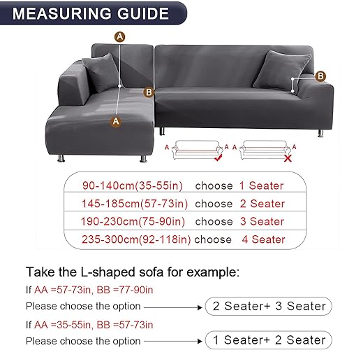 Miniatura 4 de NIBESSER Fundas de sofá seccionales fundas de sofá en forma de L 2 fundas elásticas para sofá fundas de sofá suaves tipo L fundas de muebles