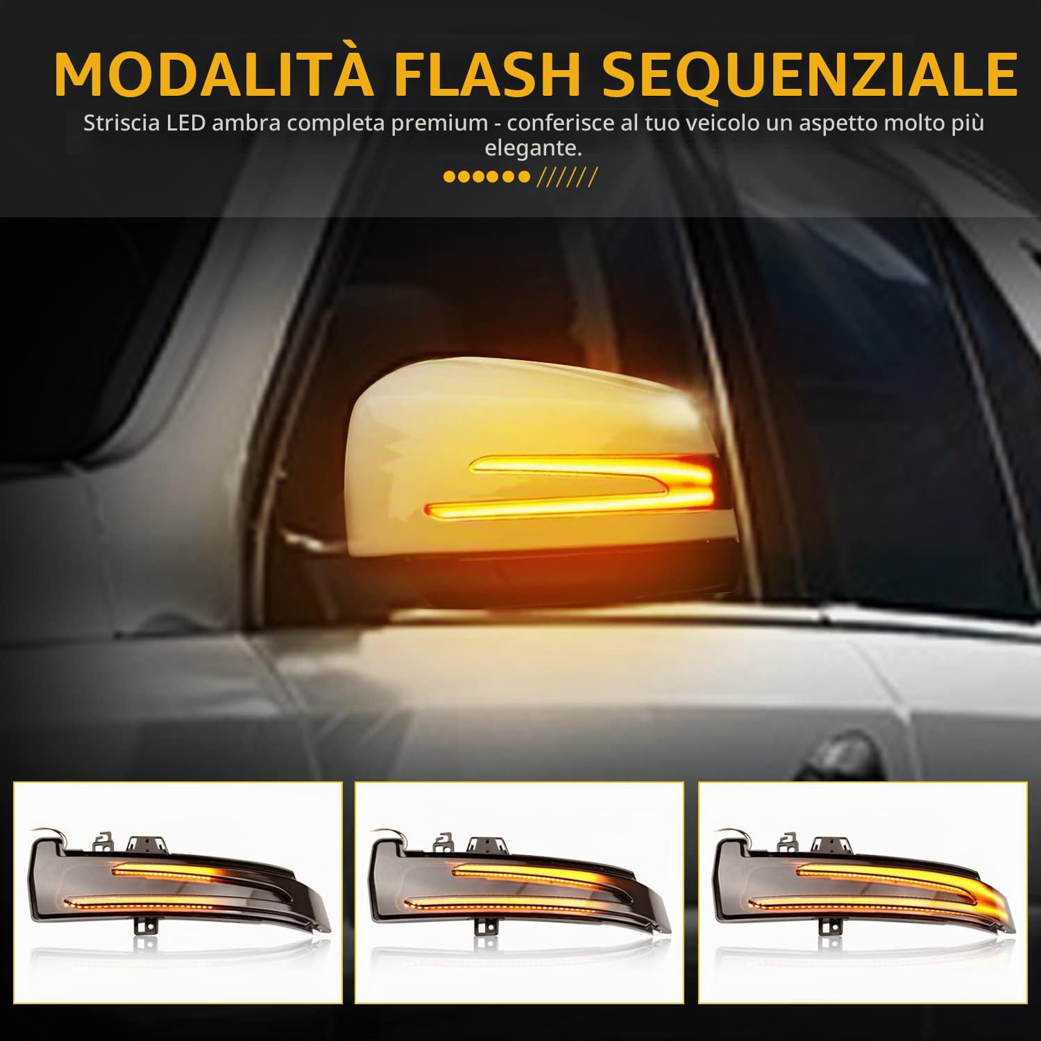 Coppia di Indicatori di Direzione, Indicatori di Direzione Sequenziali Ambra Compatibile con Mercedes Benz W176 W246 W204 W212 W221 CLA C117 X156 X204 W218, 2 Pezzi