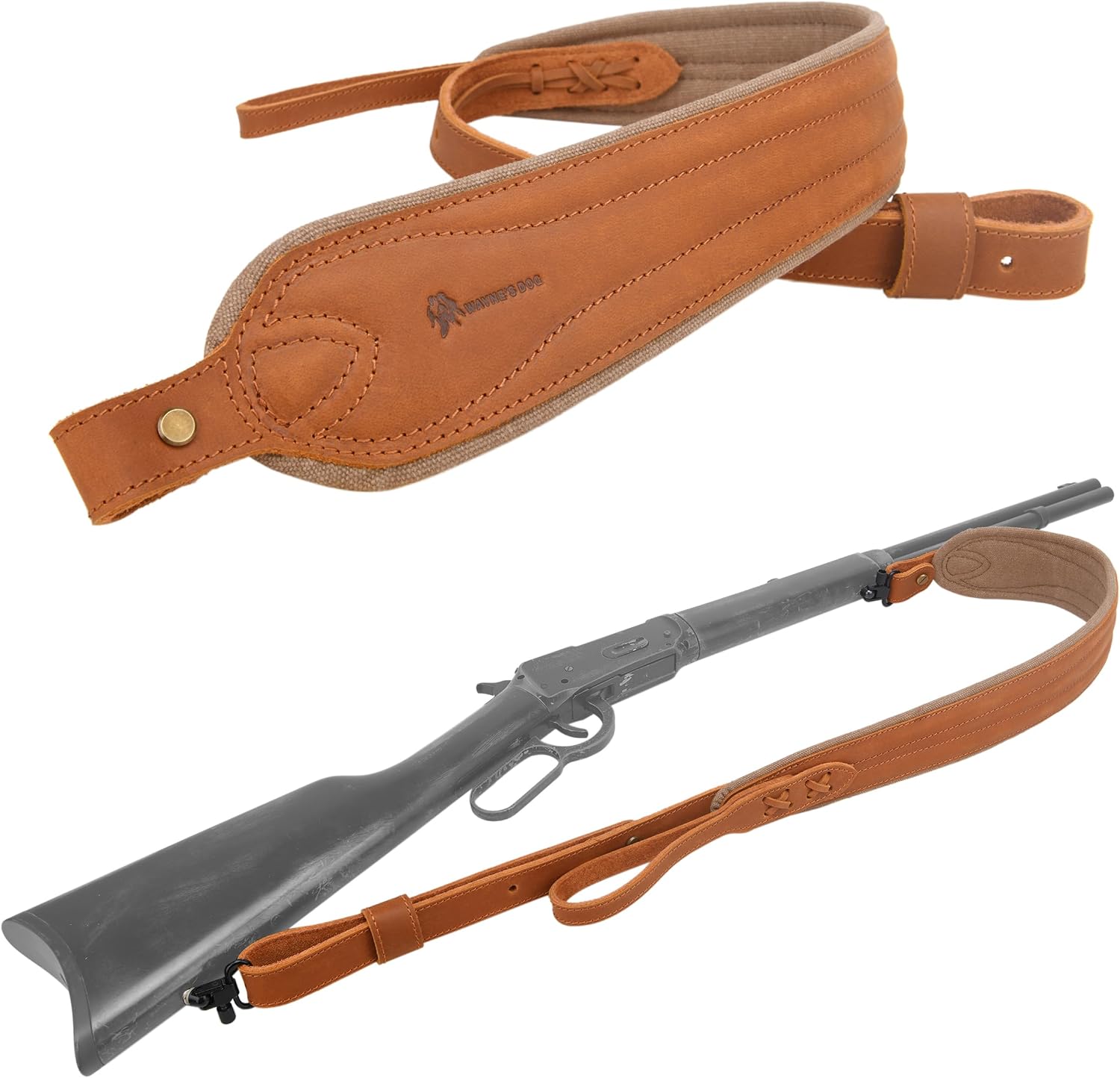 Leather Gun Shoulder Sling, Hunting Shooting Rifle Strap with Swivels