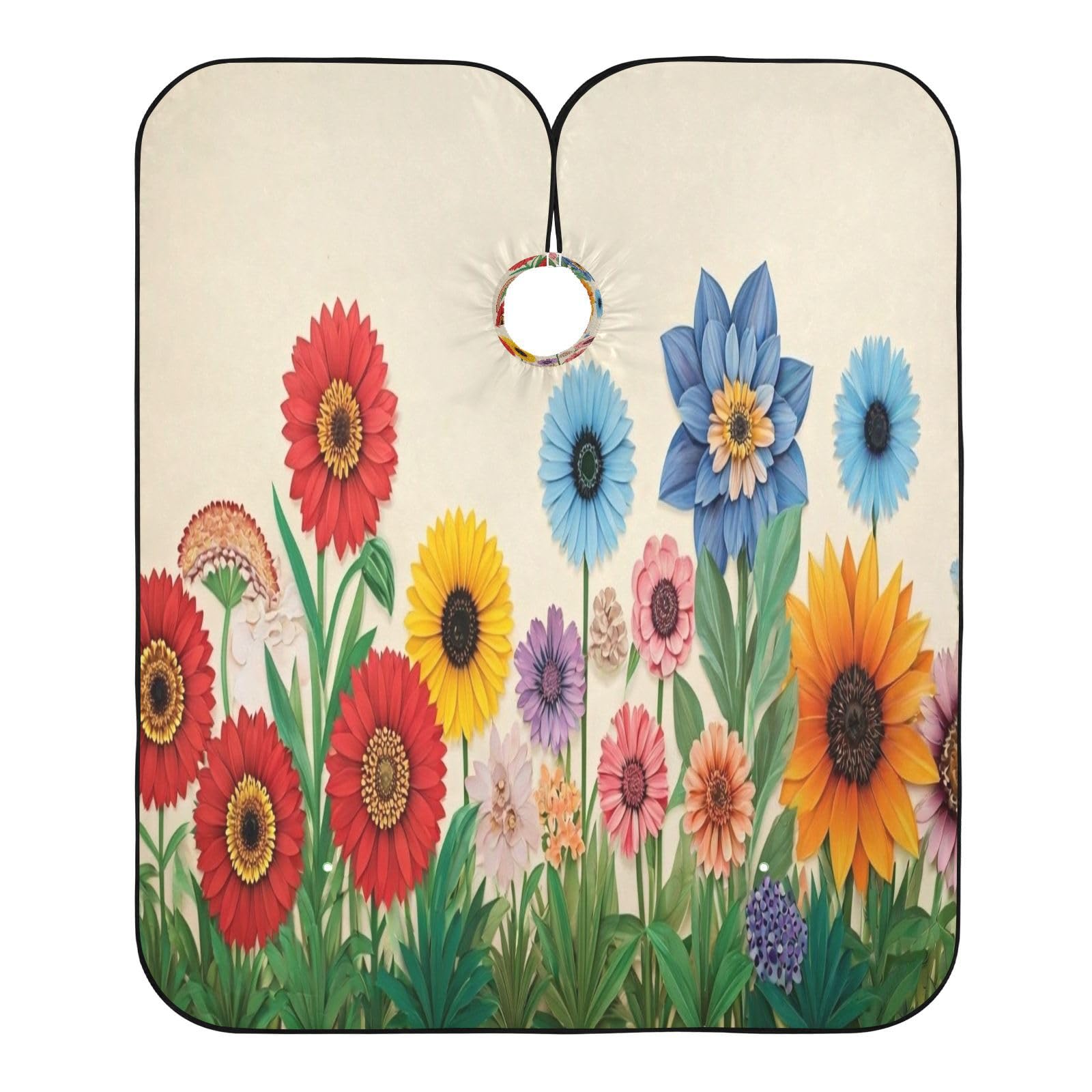 Kigai Colorful Flowers Hair Cutting Cape for Men & Women Waterproof Barber Cape Professional Hairdressing Salon Styling Apron with Adjustable Closure Snap