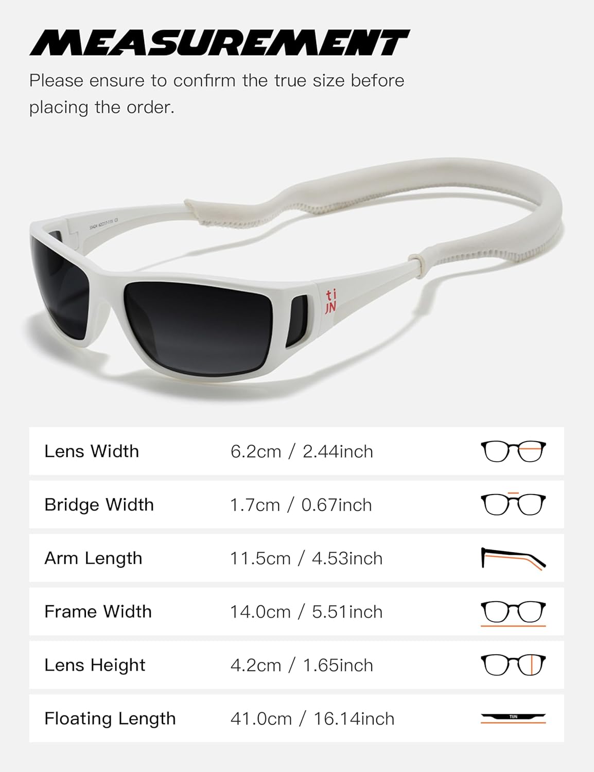 TIJN Polarized Wraparound Sunglasses for Men & Women-UV400 TR90 with Floating Strap for Skiing Snowboarding Winter Outdoors - Image 6