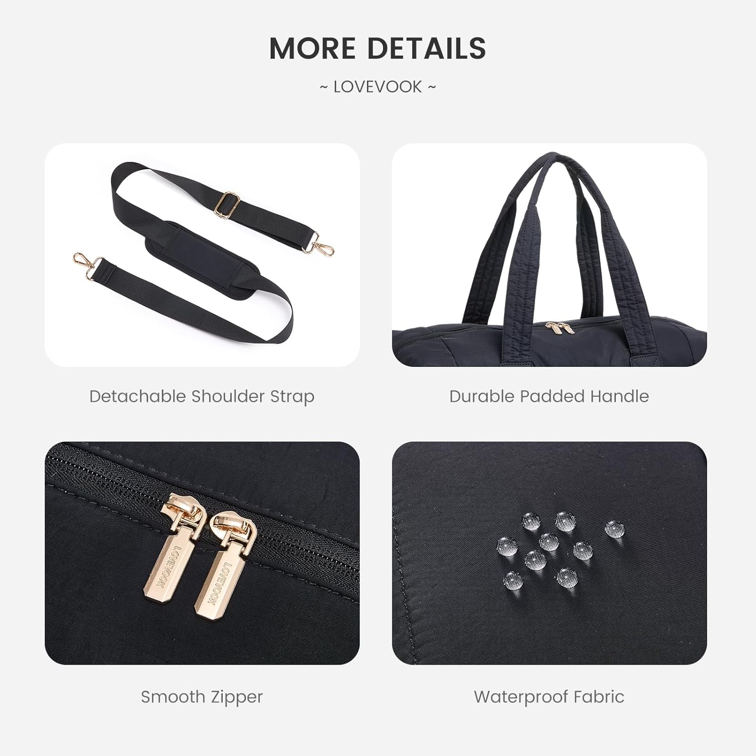 LOVEVOOK Travel Duffle Bag - Puffer Weekender Bags For Women with Shoe Compartment,40L Carry On Overnight Duffel Bags For Airplanes,Hospital Bag for Labor and Delivery,2Pcs - Image 6