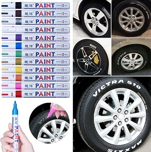 Miniatura 2 de OTRIEK Rotulador de pintura permanente impermeable para neumáticos de coche, 12 unidades, metal de goma