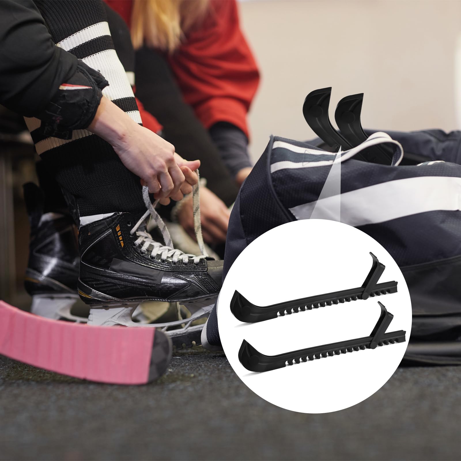 1 paio di protezioni per pattini da ghiaccio, 34,5 cm, regolabili, protezioni per pattini da hockey e pattini da figura