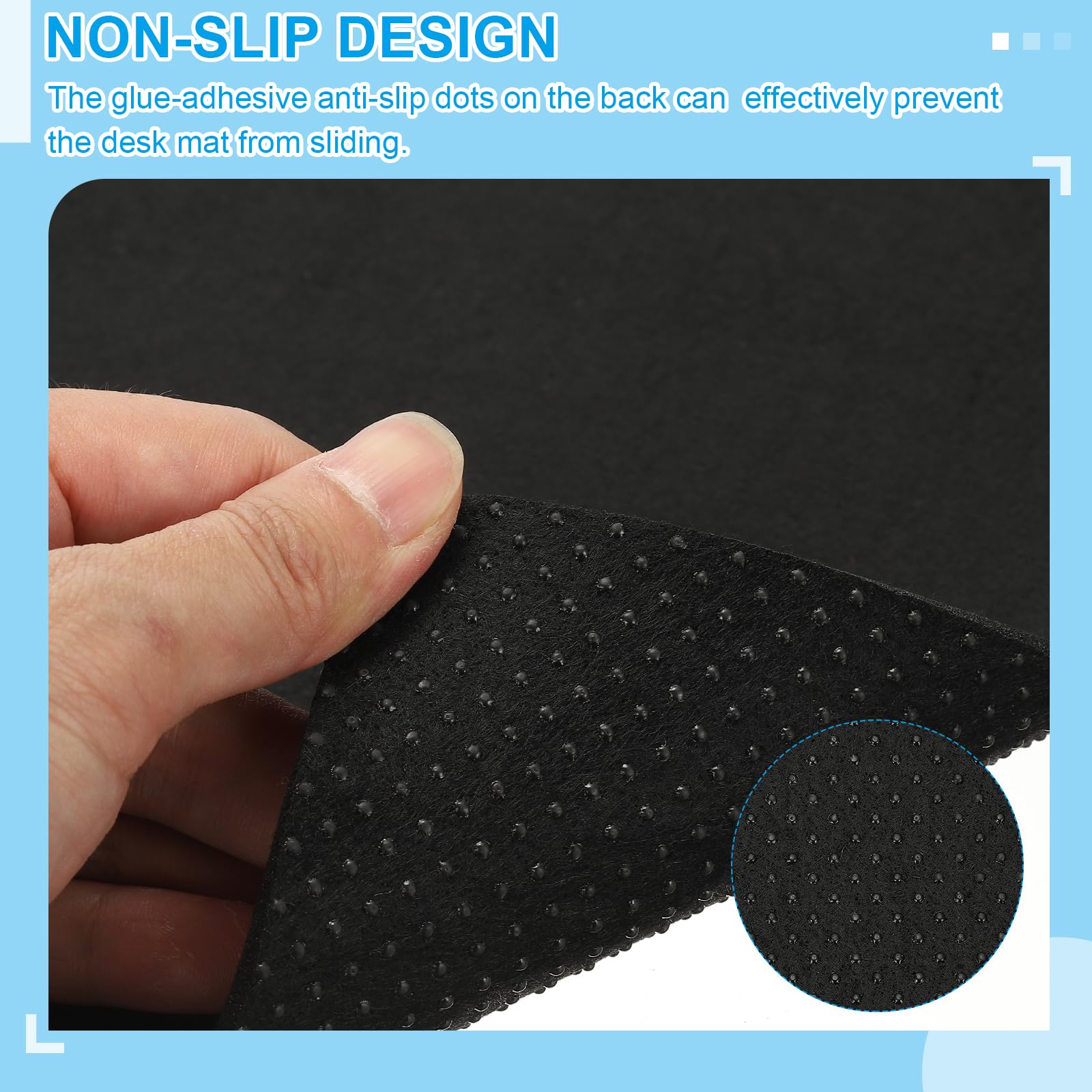 PATIKIL Filz Schreibtischunterlage Schwarz, 120 x 60 cm Mauspad XXL, Rutschfester Schreibtischschutz für Büro, Schreibtisch und weitläufige Mausbewegungen
