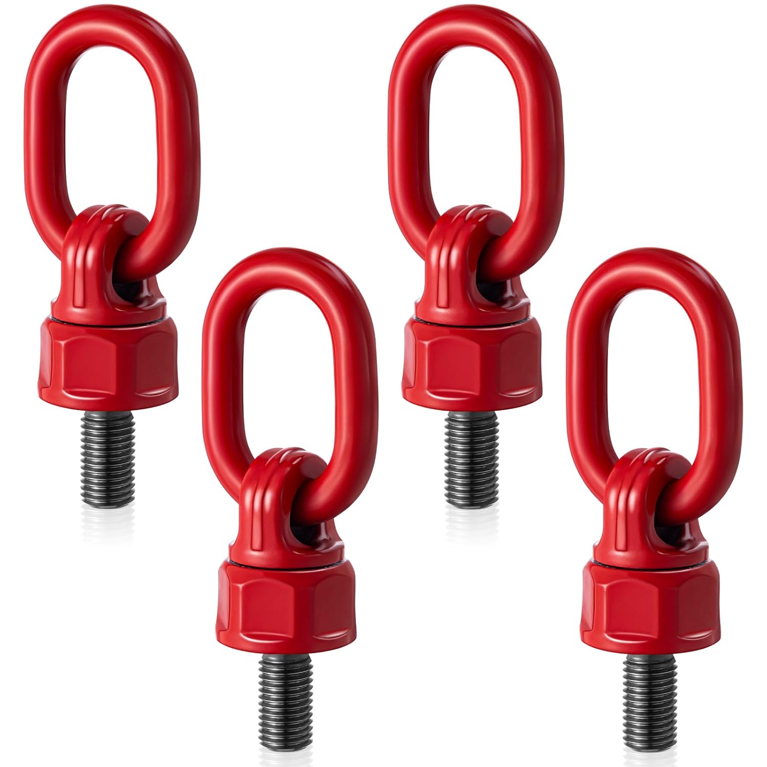 4 Pack M16 x 31.8 G80 Swivel Eye Bolt 360° Rotation Hoist Ring, 1.5 Ton-2.5 Ton Capacity, 1080mpa Tensile Strength Lifting Ring for Crane Machinery Parts, Red