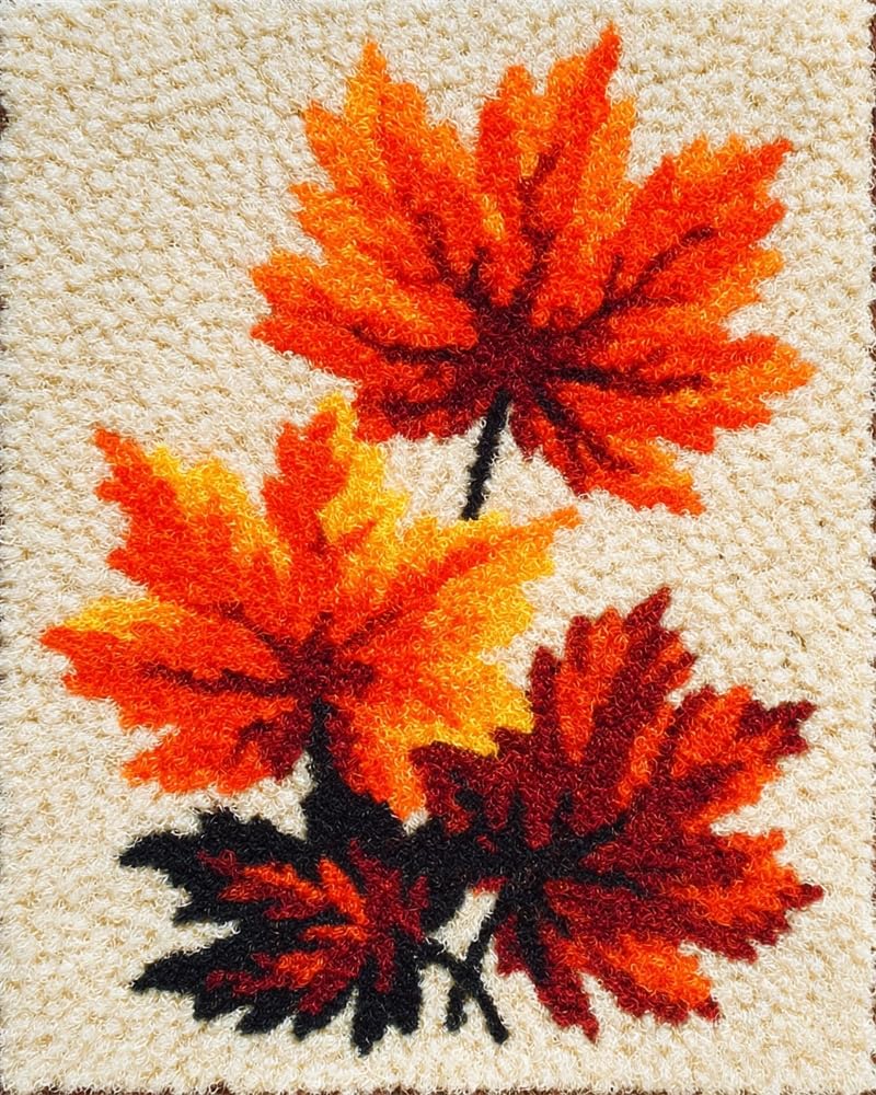 FWRTYCB Latch Hook Rug Kit Pumpkin Autumn Maple Leaves