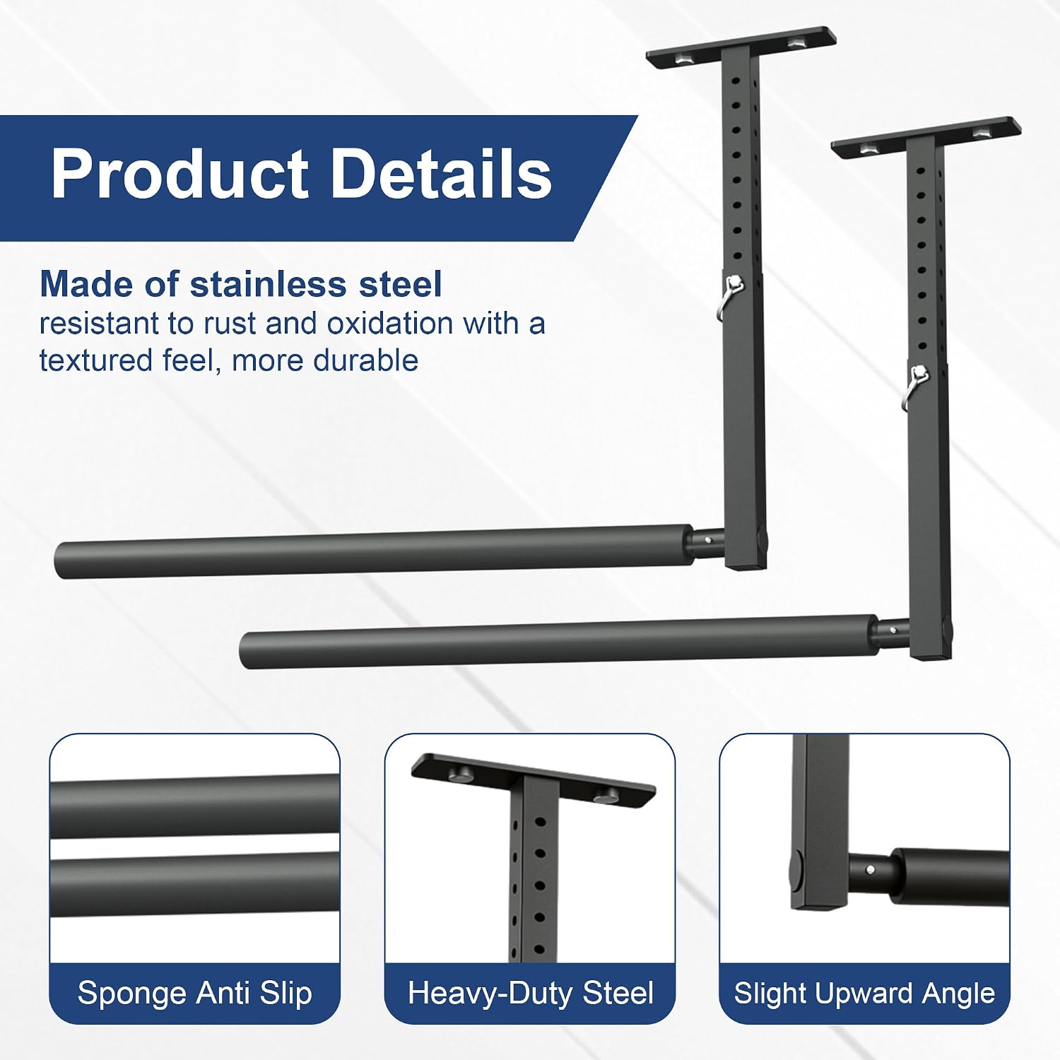 Stainless Steel Ceiling Storage Rack, 10"-18" Height Adjustable,Kayak Overhead Garage Storage Rack, Holds 100 lbs, for High-Altitude Storage of Kayaks, Surfboards, Canoes, Skis, and Ladders