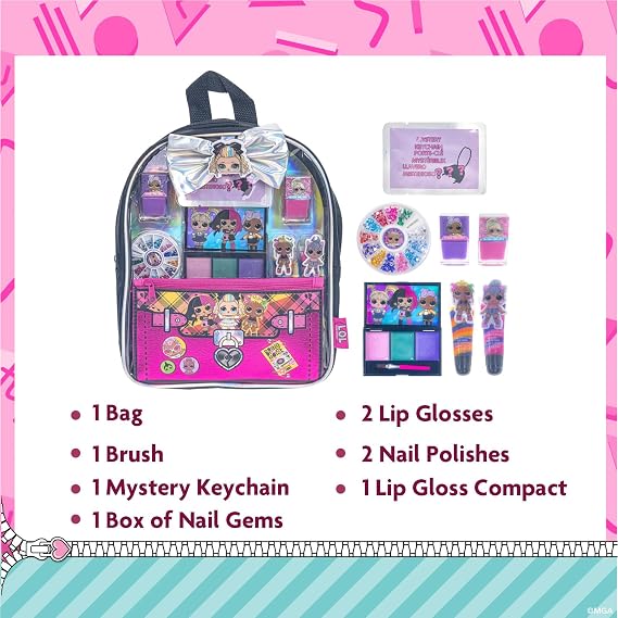 L.O.L. Surprise! Backpack Makeup Set with Cosmetics & Accessories, Ages 3+
