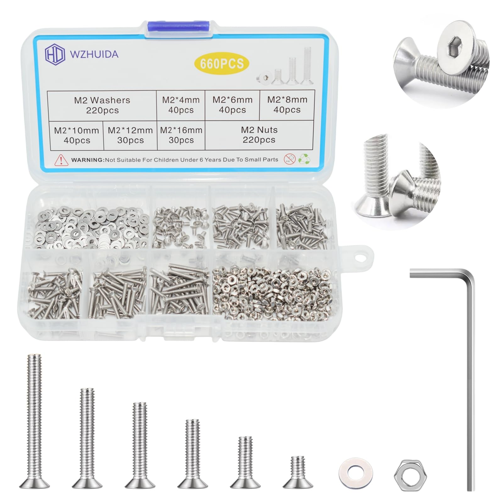 M4 Screw Assortment Kit - 330 Pcs Stainless Steel -9 M4 Screw Assortment Kit - 330 Pcs Stainless Steel -9