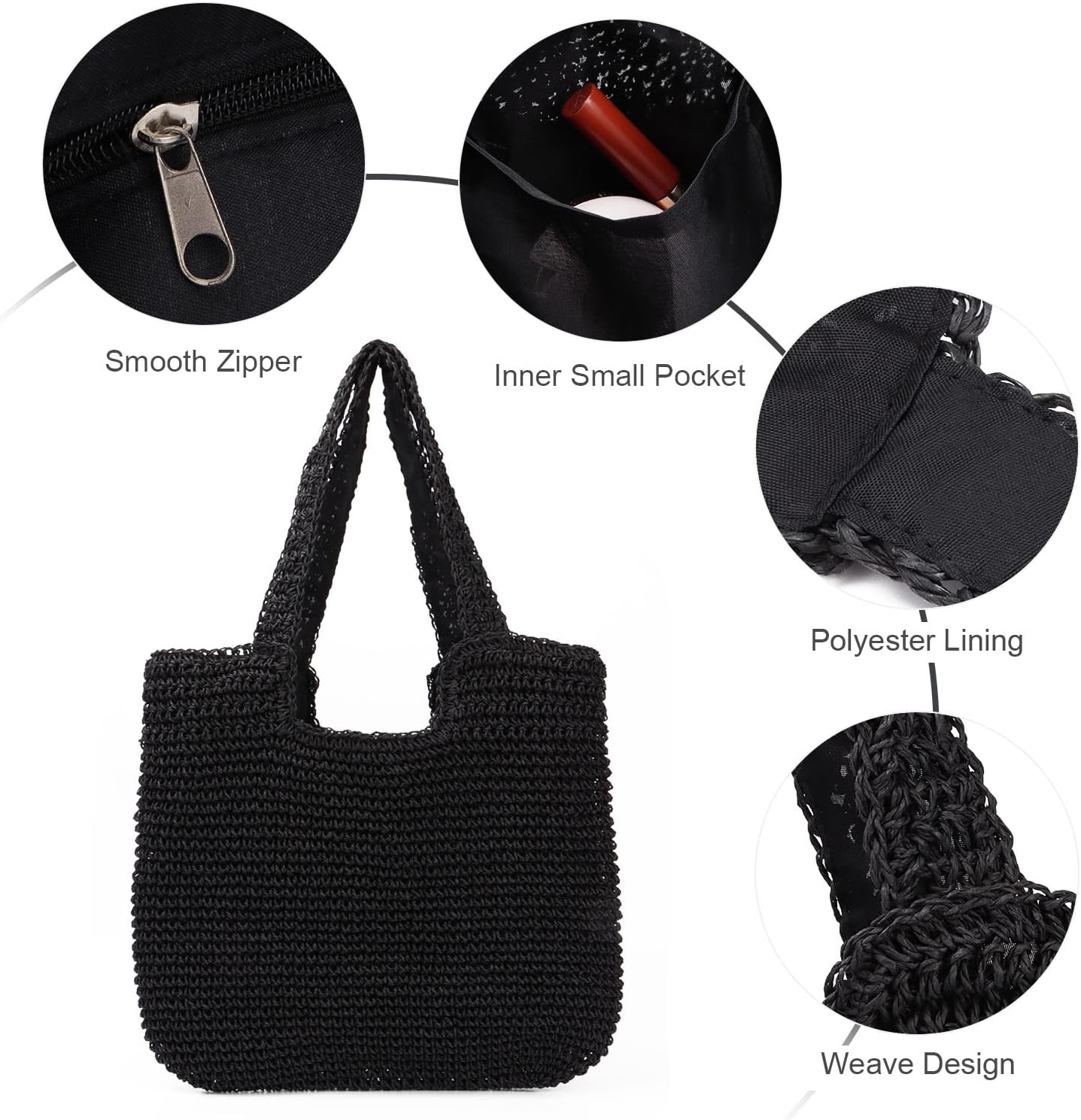 Freie Liebe Straw Beach Bag for Women Summer Woven Tote Bag Shoulder Handbags