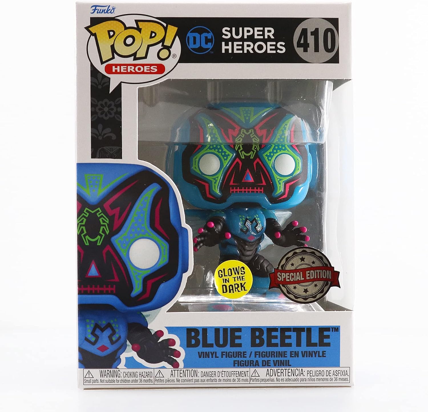 Funko Pop DC Super Heroes Blue Beetle #410 Glow in The Dark Gamestop Exclusive