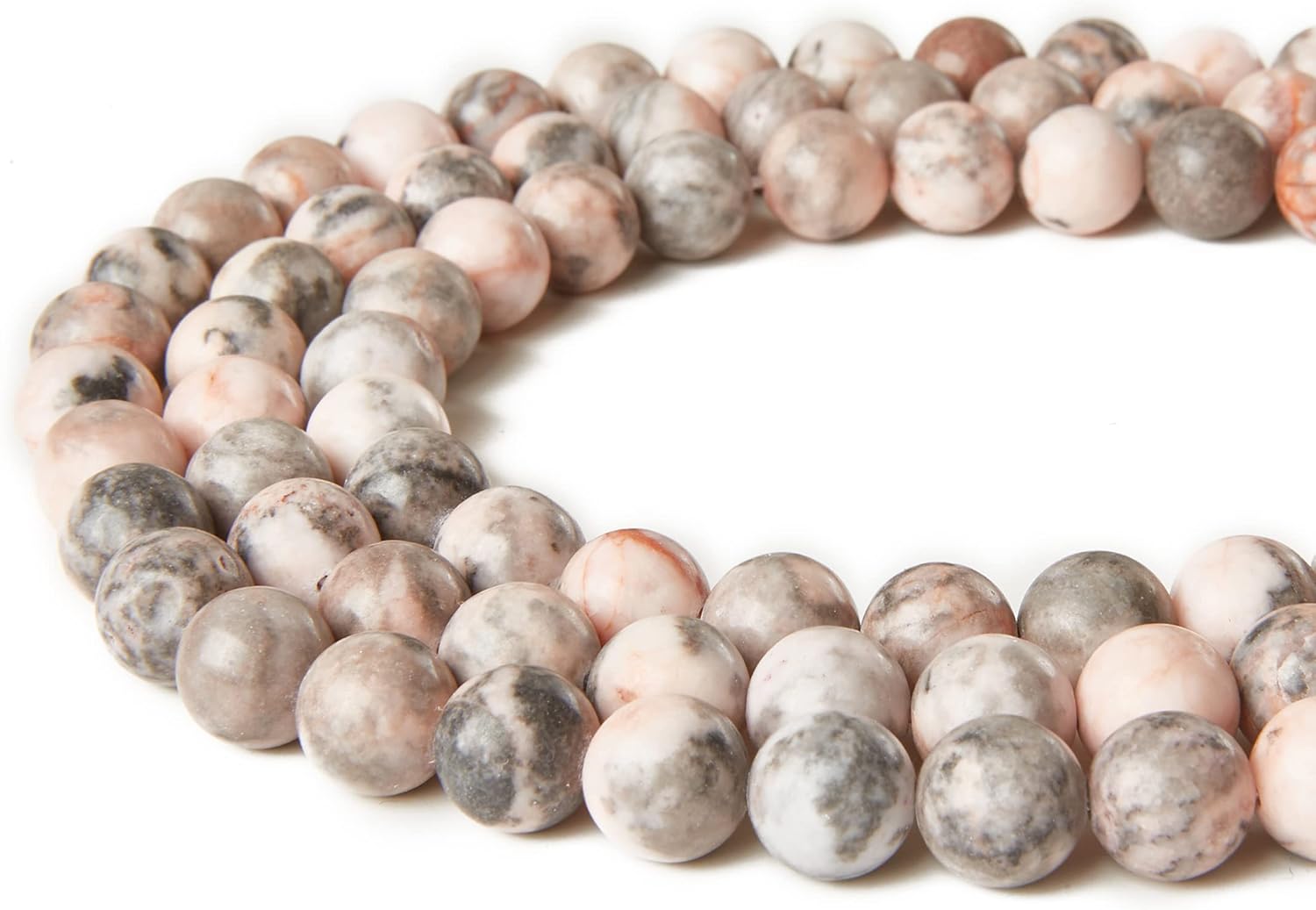 45pcs 8mm Pink Zebra Beads Natural Gemstone Beads Round Loose Beads for Jewelry Making - Image 3