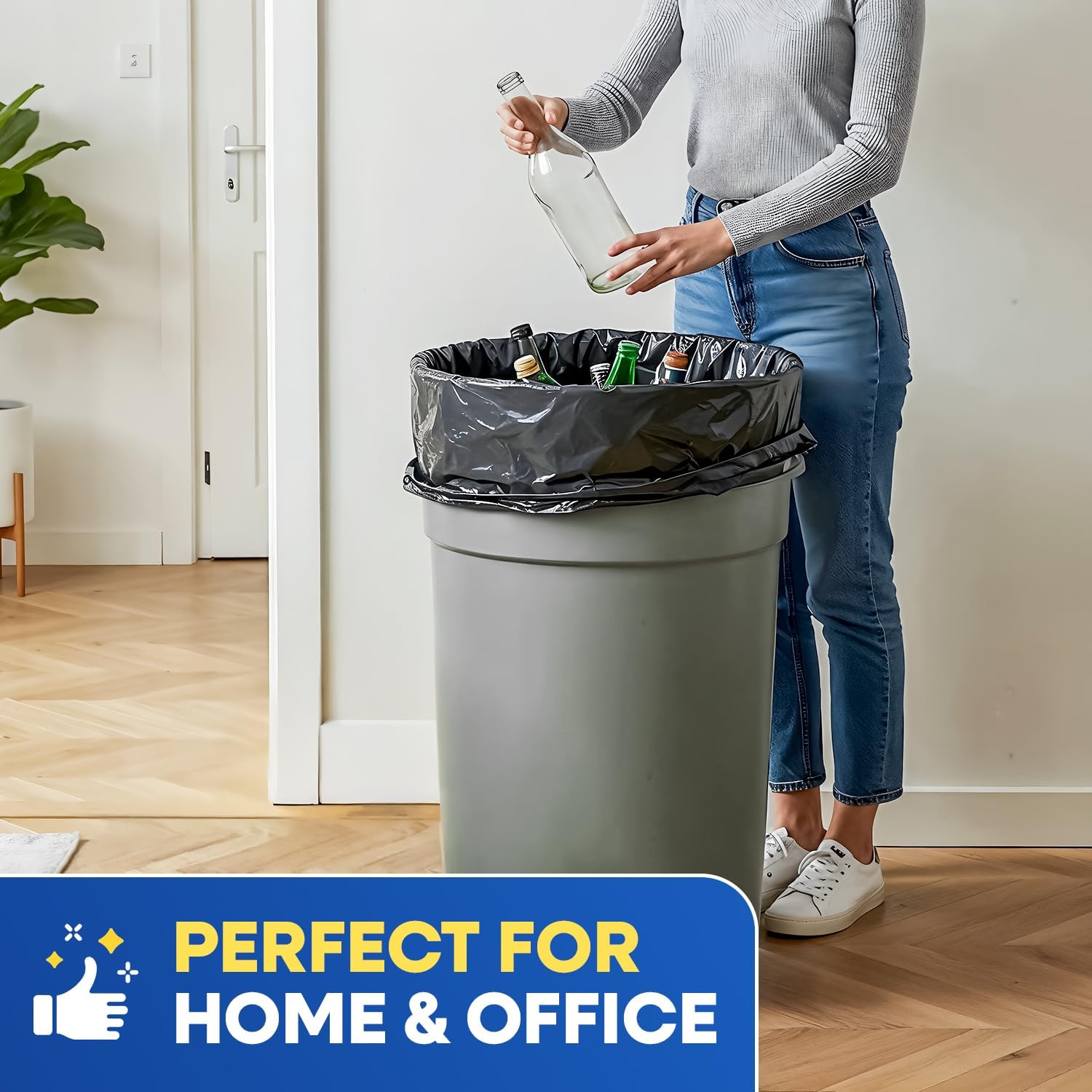 40-45 Gallon Trash Bags Heavy Duty 3 Mil Black Trash Bags Fit Rubbermaid Brute Rollout Round and Square 32-44 gal Trash Cans 40" x 46" Outdoor Garbage Bags, Black Pack of 100