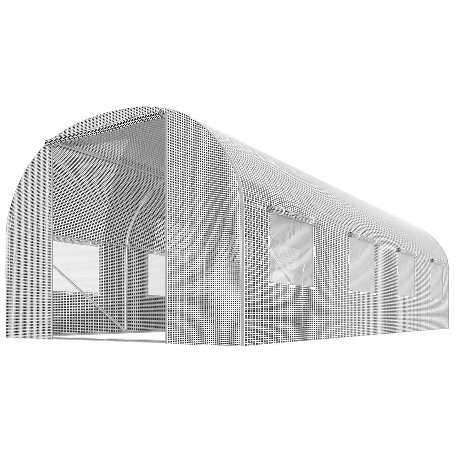 Szklarnia Foliowa Tunel Ogrodowy Stalowe Profile Okna Z Moskitierami 2 x 4,5 x 2 m 9m2 Biały